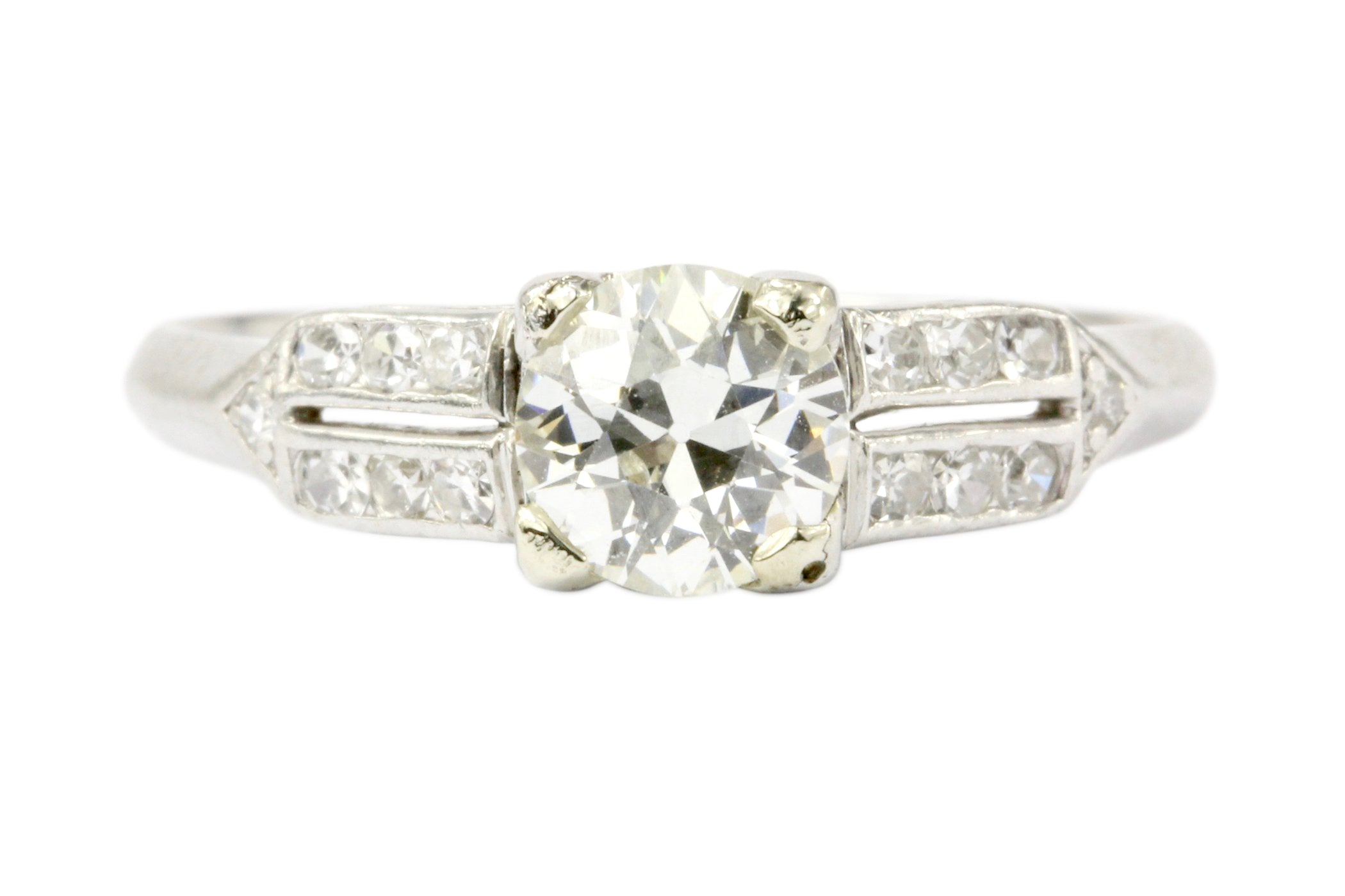 Art Deco C.D. Peacock Platinum Old European Cut Diamond Engagement Ring c.1930's - Queen May