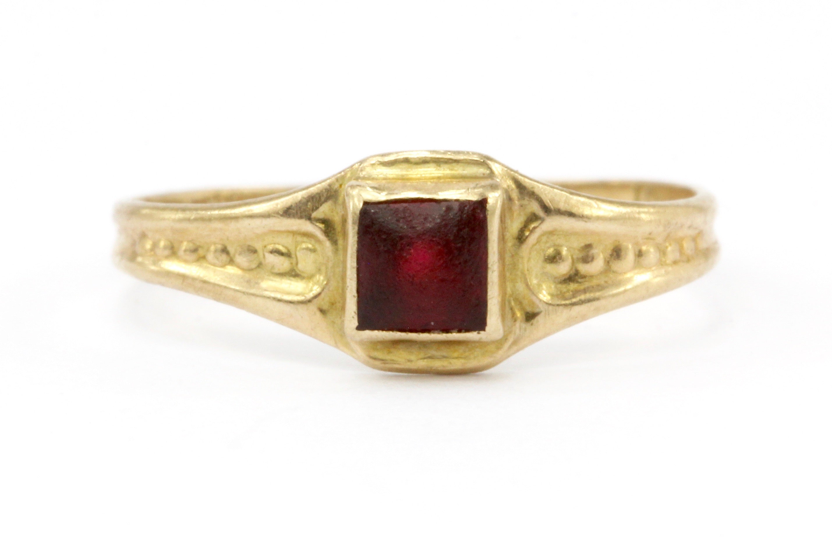 Victorian 10K Gold Red Paste Baby Ring - Queen May