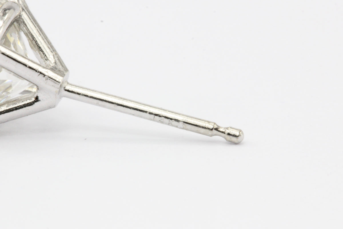 14K White Gold 2.6 CTW Diamond Stud Earrings NEW GIA Certified - Queen May