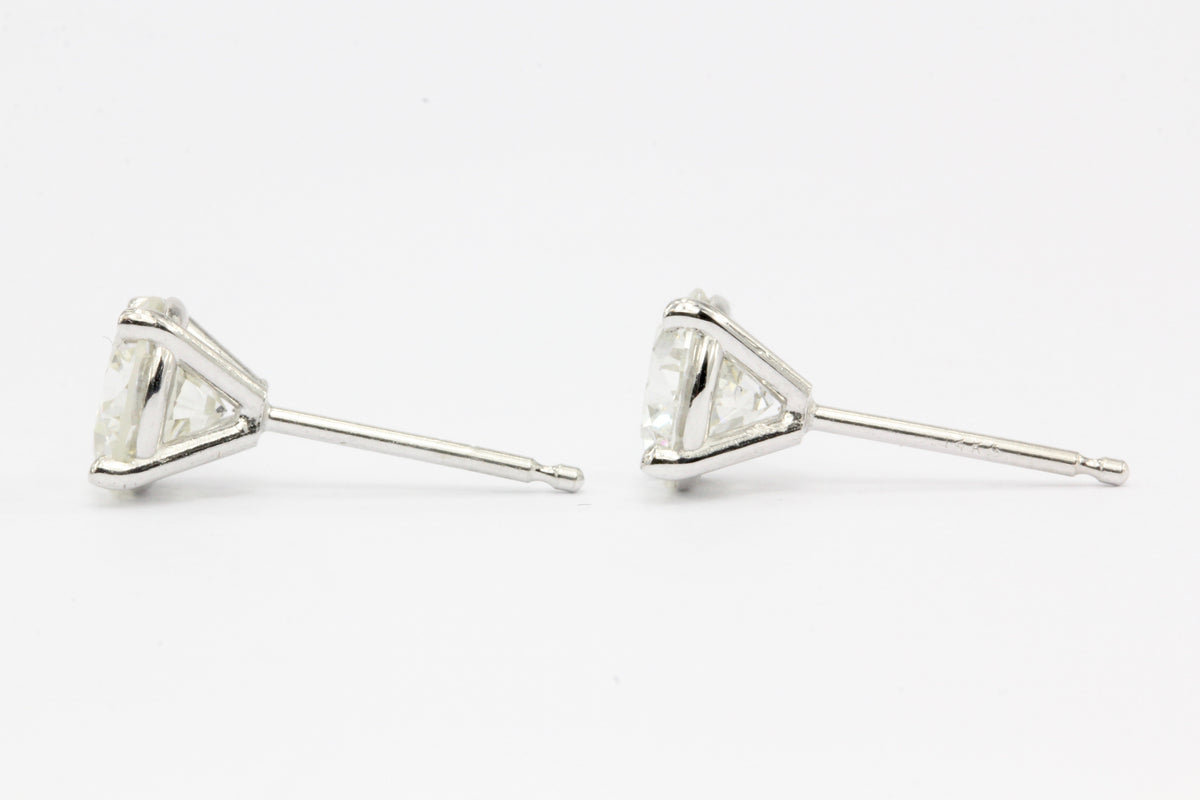 14K White Gold 1.51 CTW Diamond Stud Earrings - Queen May