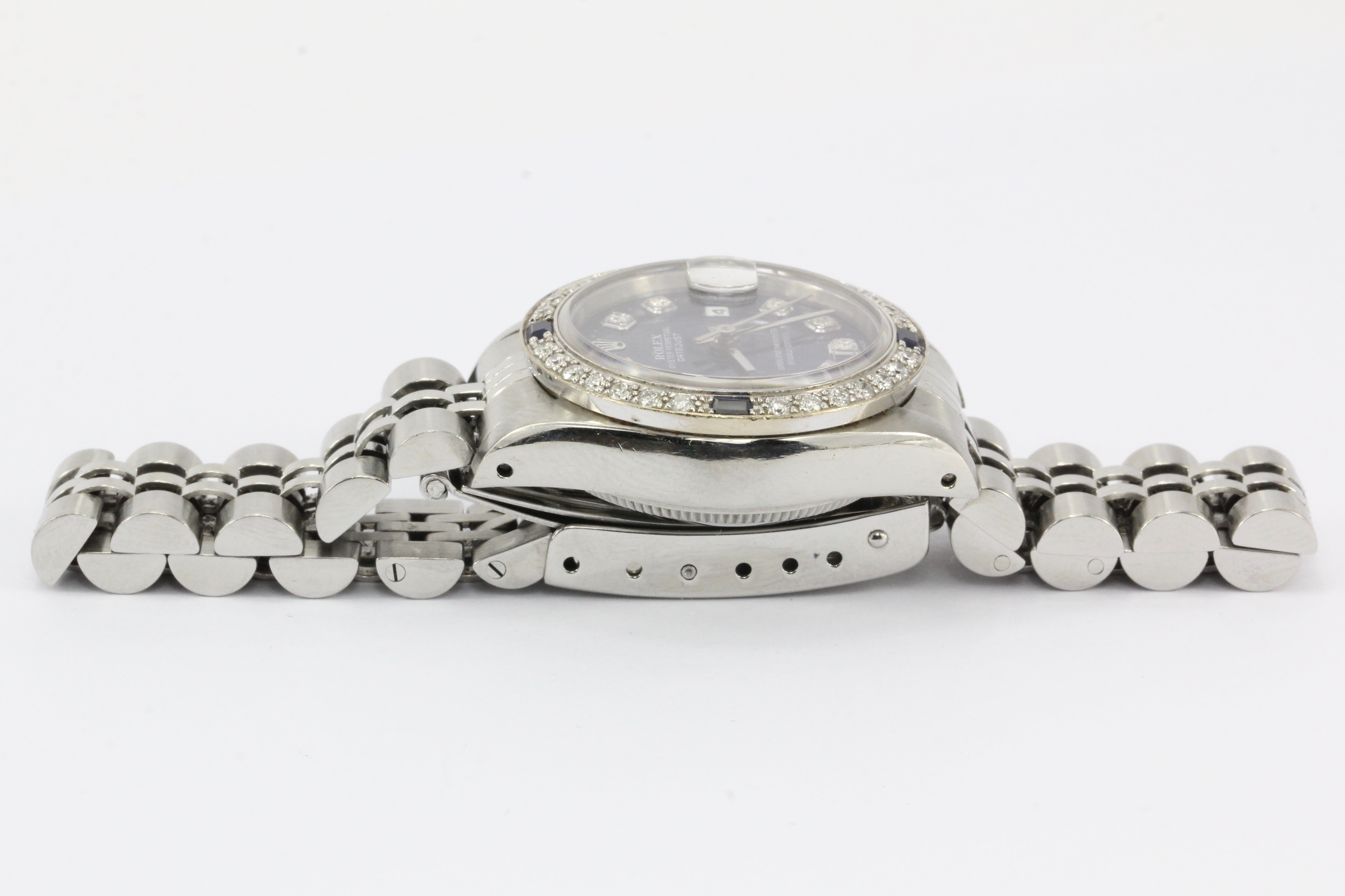 Rolex Datejust 69174 Stainless Diamond Sapphire Quickset Blue Dial Ladies Watch - Queen May