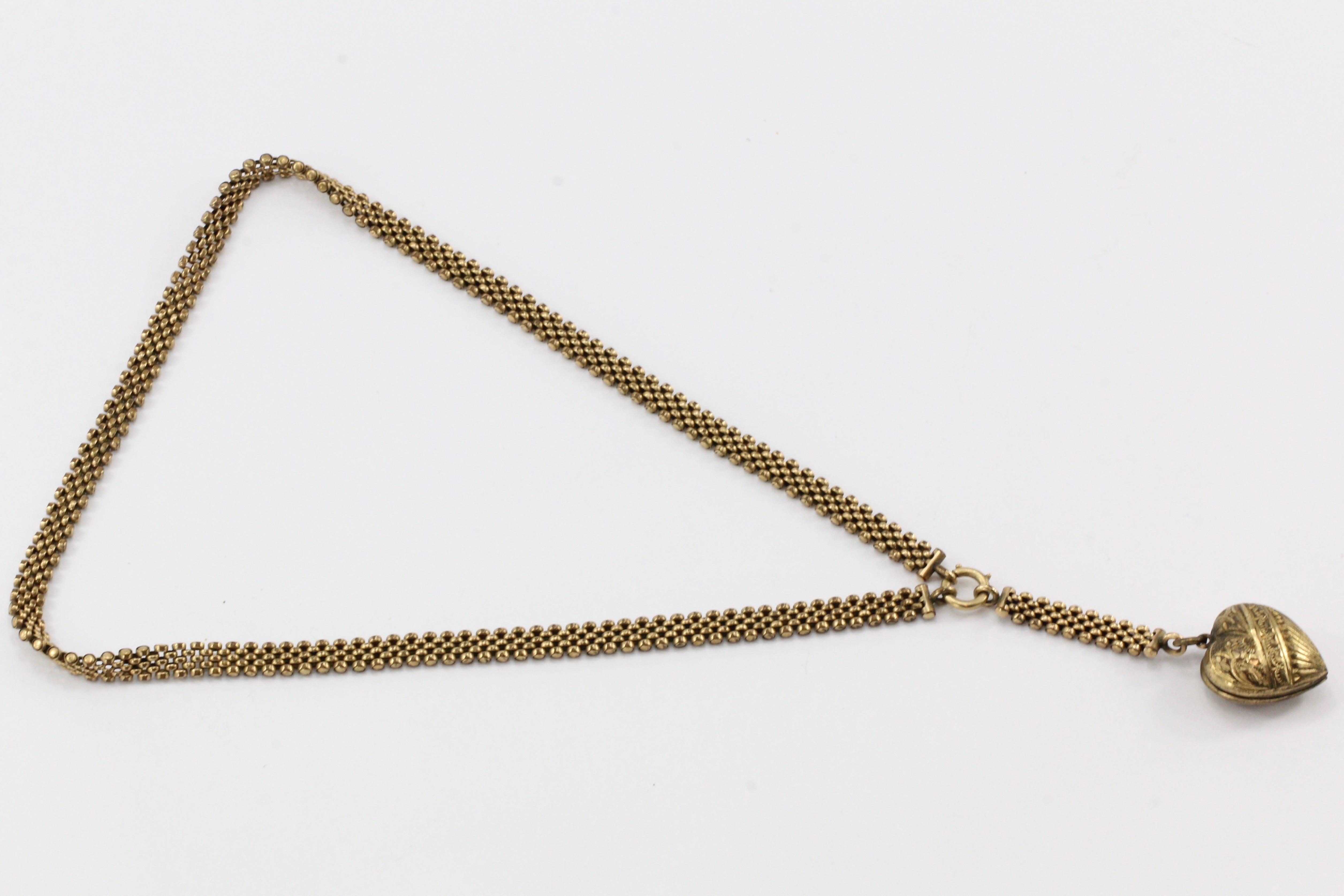 Victorian Gold Filled Dove Carrying Love Letter Heart Locket Necklace c.1880's - Queen May