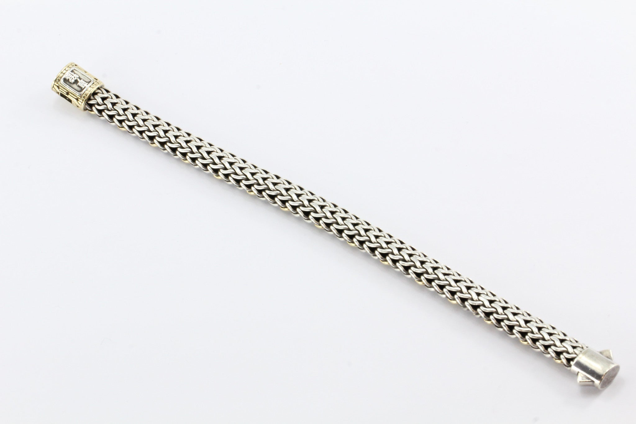 John Hardy Interwoven 18K Gold & Sterling Silver Woven Braid Bracelet 9" - Queen May