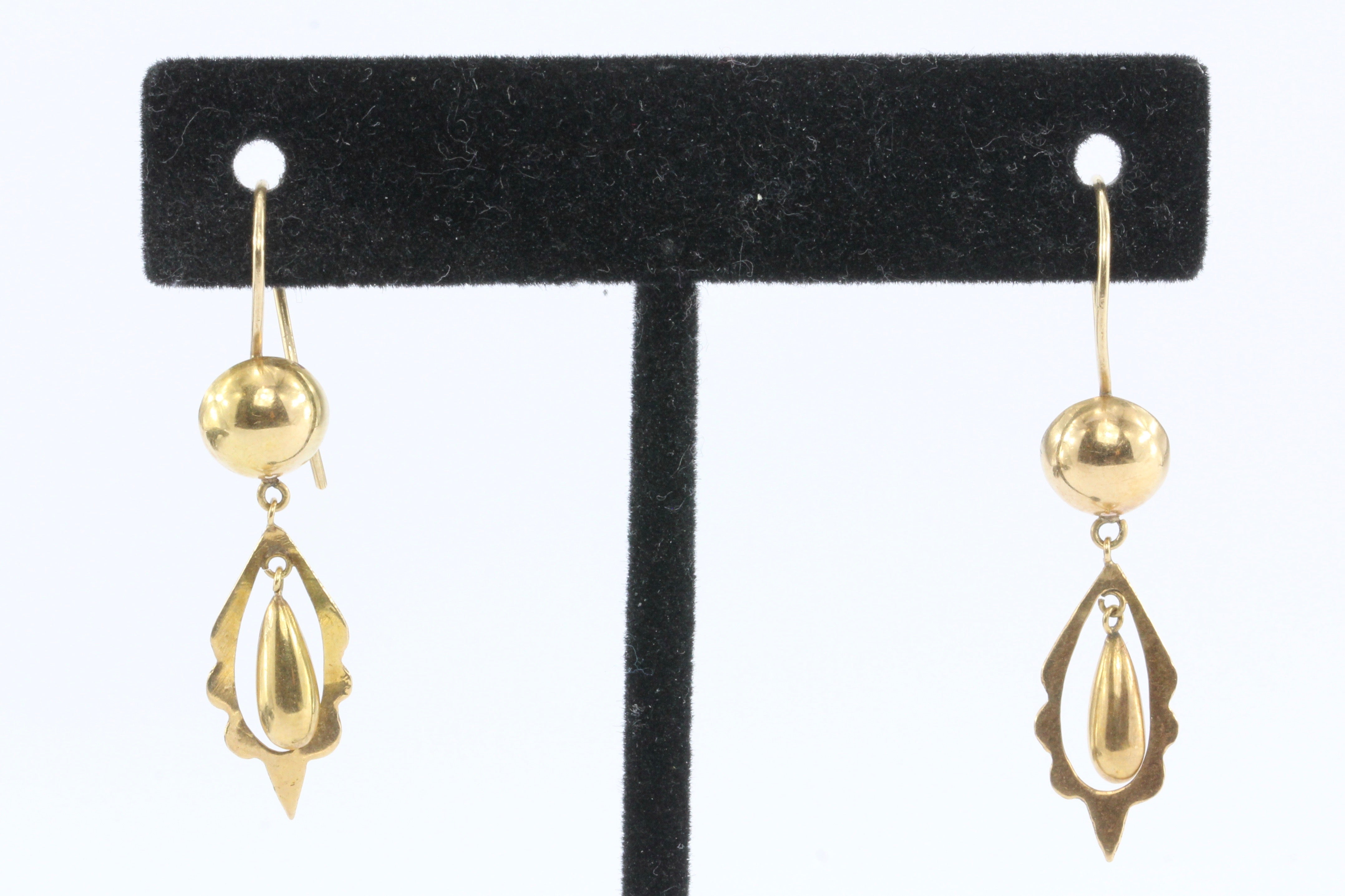 Victorian 18K Rose Gold Dangle Earrings c.1890's - Queen May