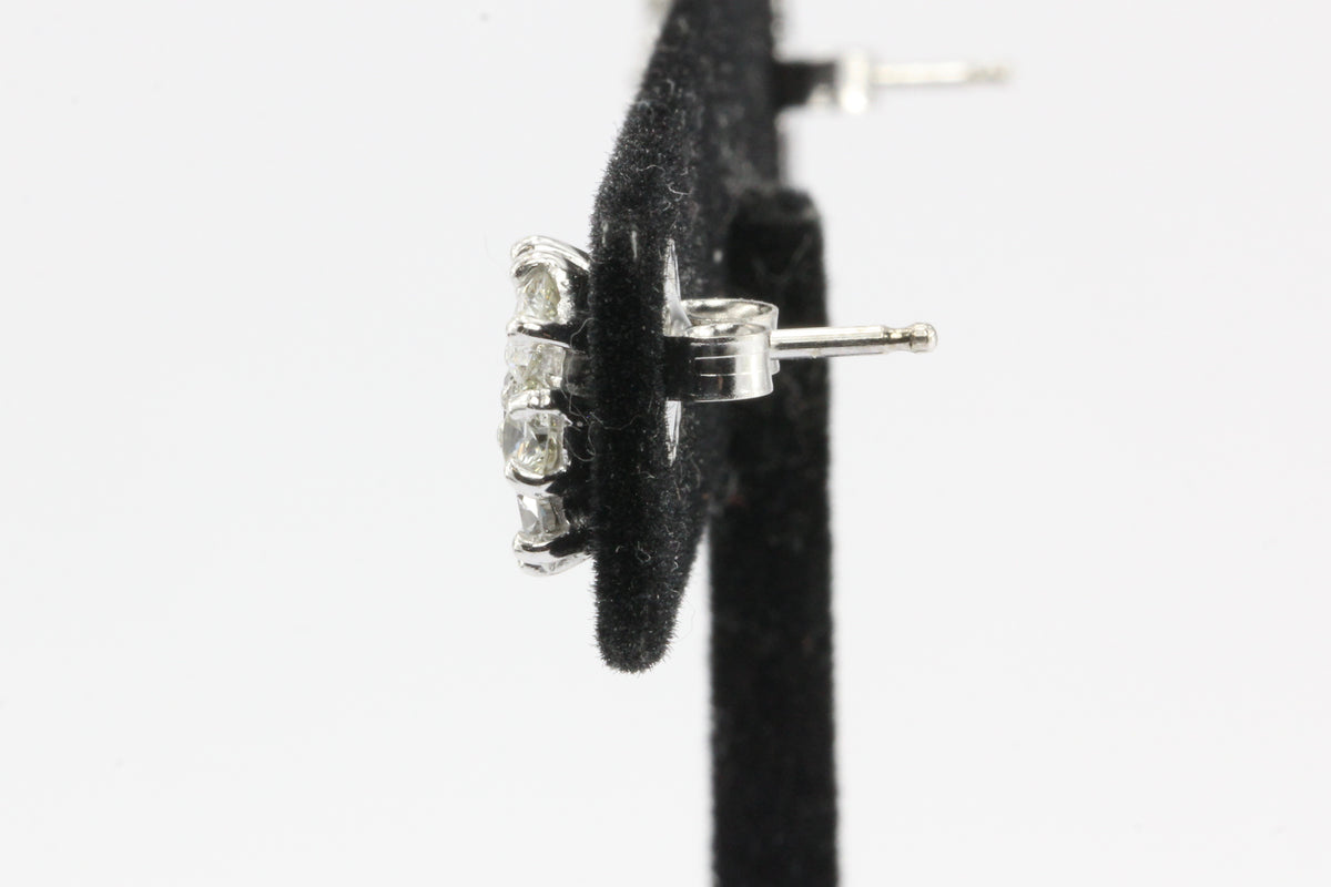14K White Gold Diamond Florette Earring Studs - Queen May