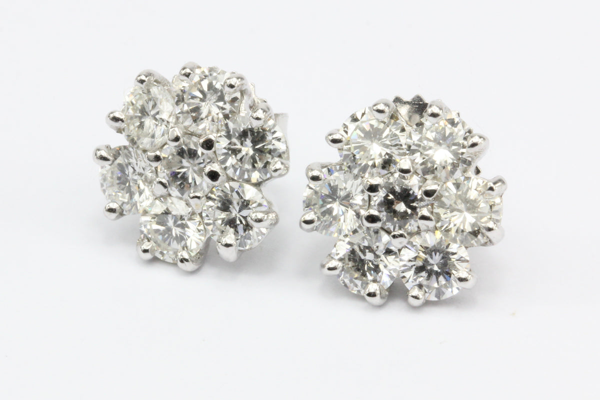14K White Gold Diamond Florette Earring Studs - Queen May