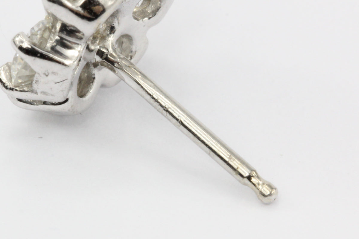 14K White Gold Diamond Florette Earring Studs - Queen May