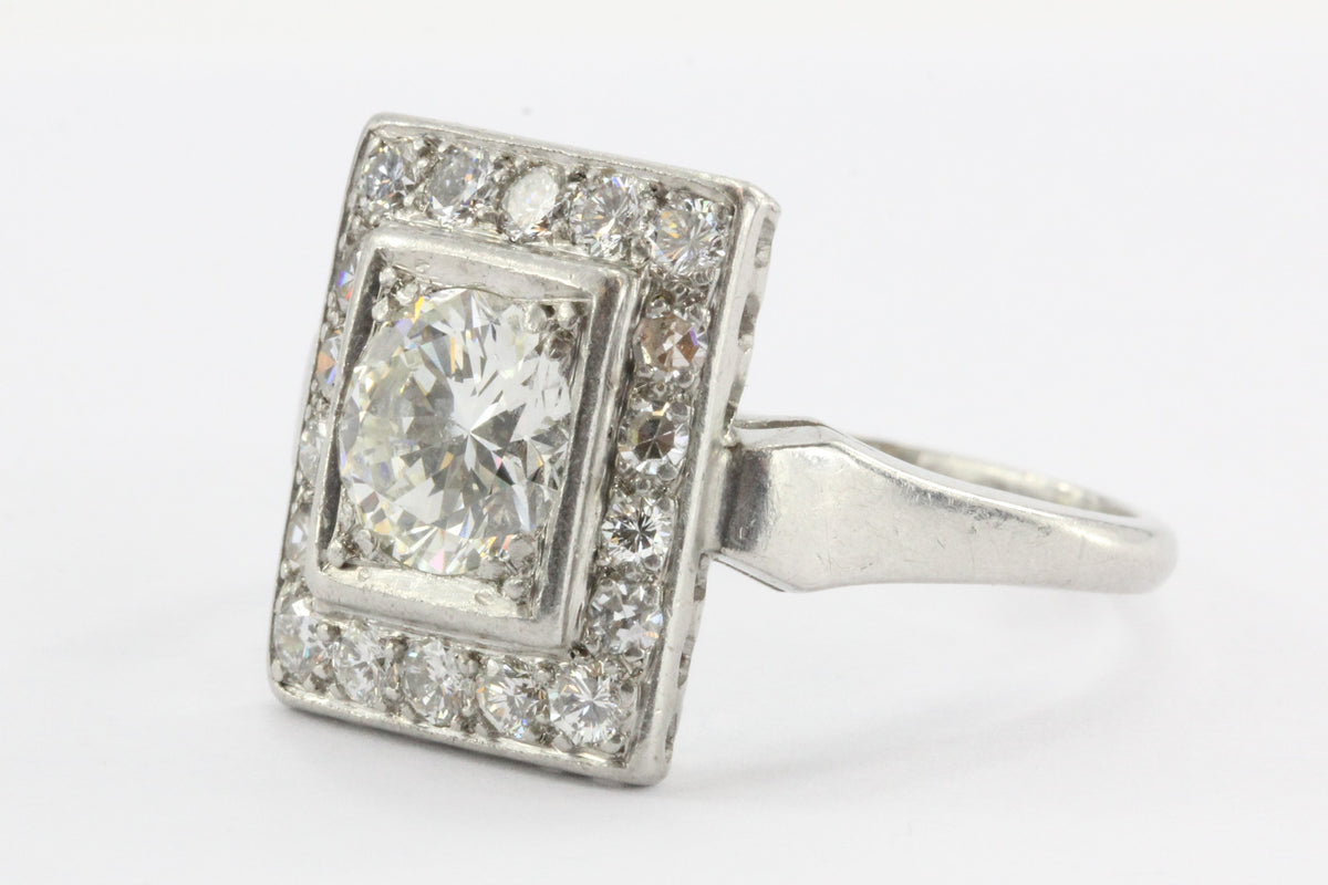 Antique Art Deco Platinum 1.9 Carat Transition Cut Diamond Engagement ...