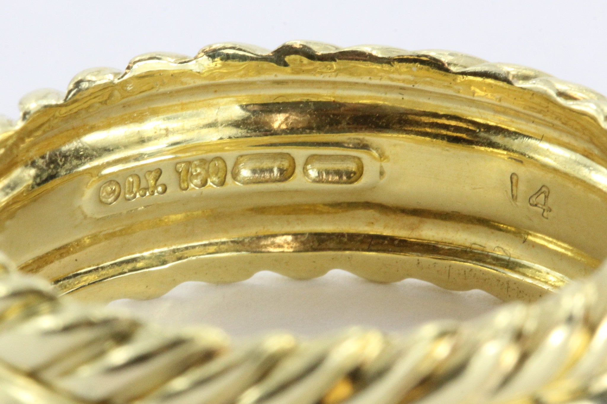 David Yurman 18K Gold Wide Set Cable Band Ring Size 11.5 - Queen May
