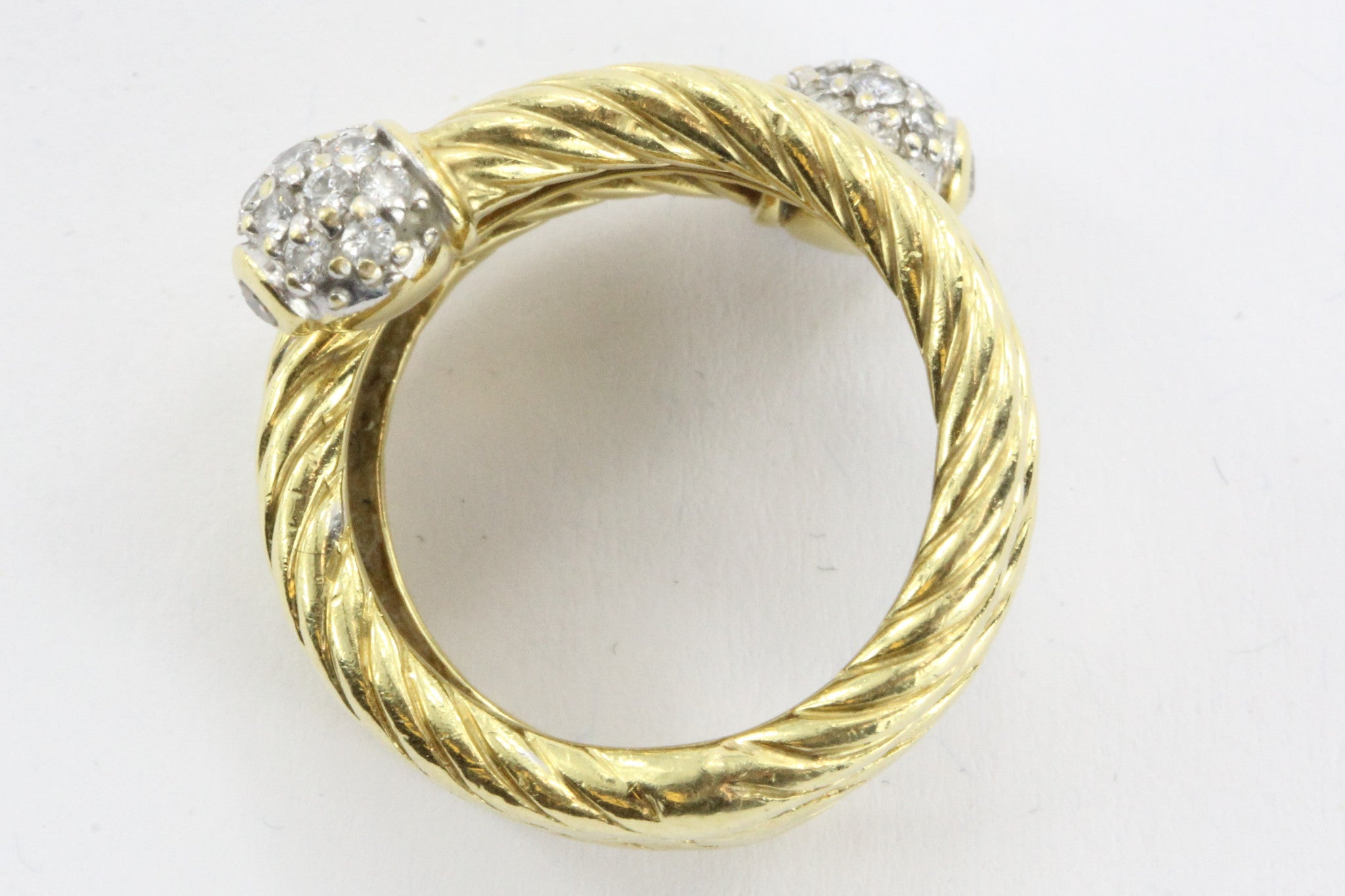 Estate David Yurman 18K Yellow Gold Spiral Serpentine Diamond Ring Size 4.25-4.5 - Queen May