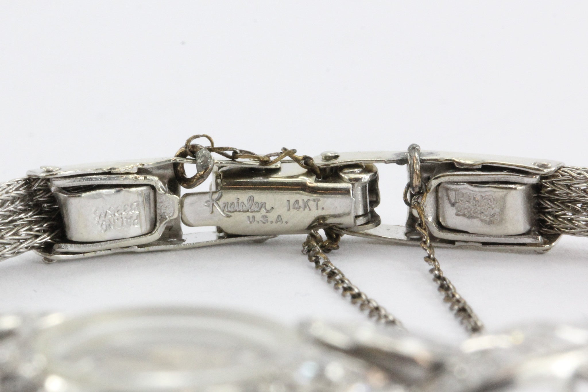 Antique Art Deco Platinum 2.5 Carat Total Weight Diamond Hamilton watch with 14k woven gold bracelet - Queen May
