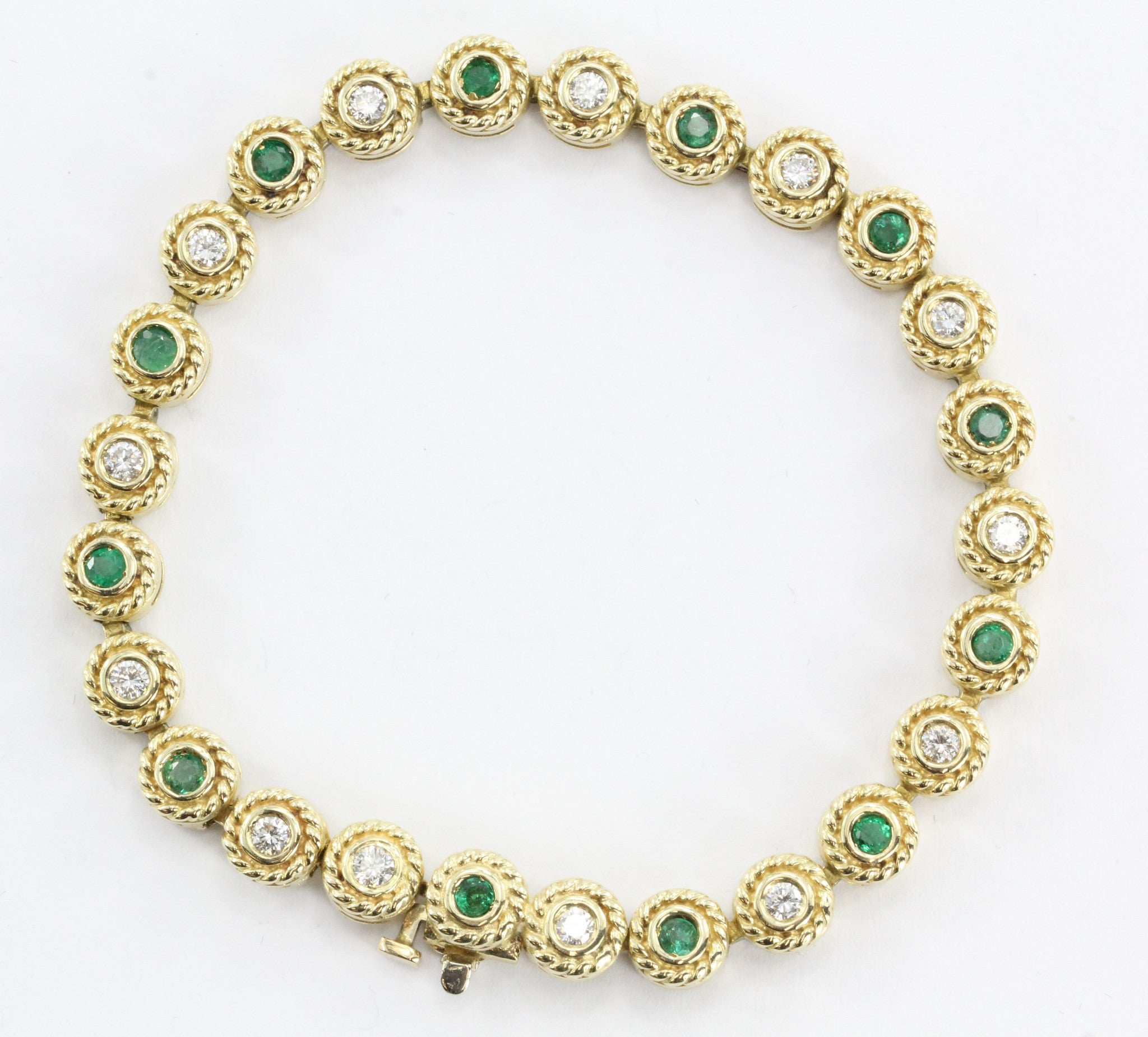 14K Gold Custom Emerald & Diamond Tennis Bracelet 4TCW - Queen May