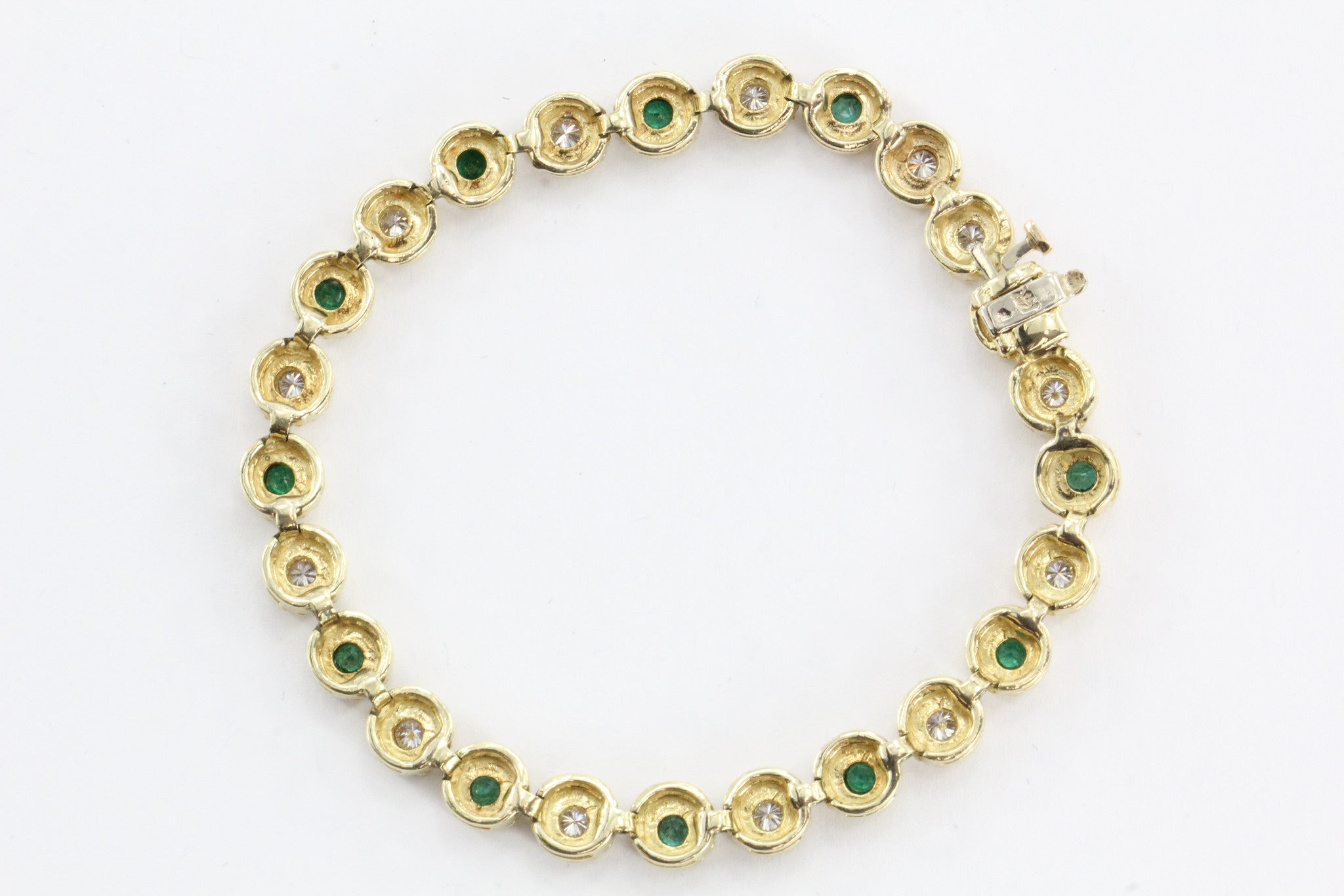 14K Gold Custom Emerald & Diamond Tennis Bracelet 4TCW - Queen May