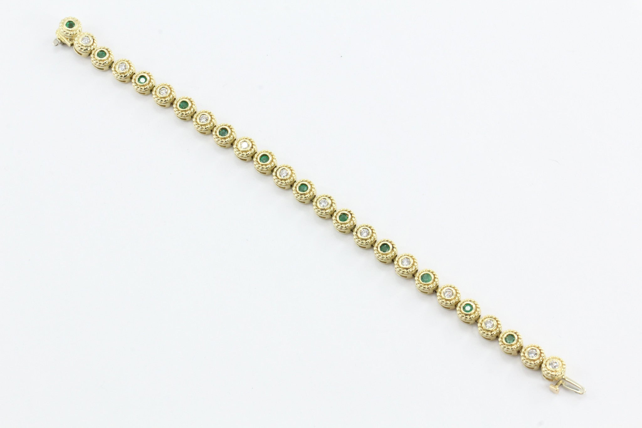 14K Gold Custom Emerald & Diamond Tennis Bracelet 4TCW - Queen May