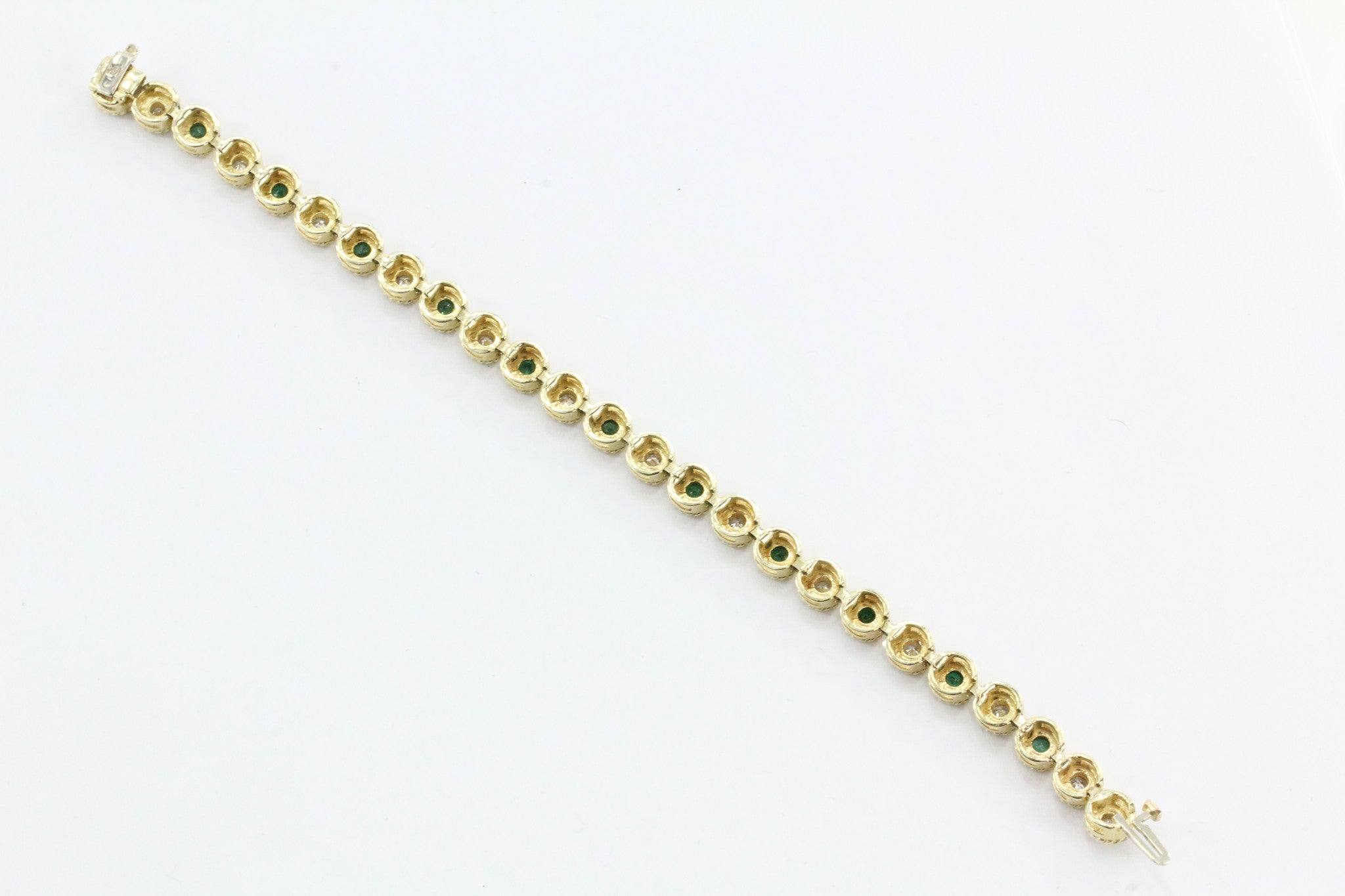 14K Gold Custom Emerald & Diamond Tennis Bracelet 4TCW - Queen May