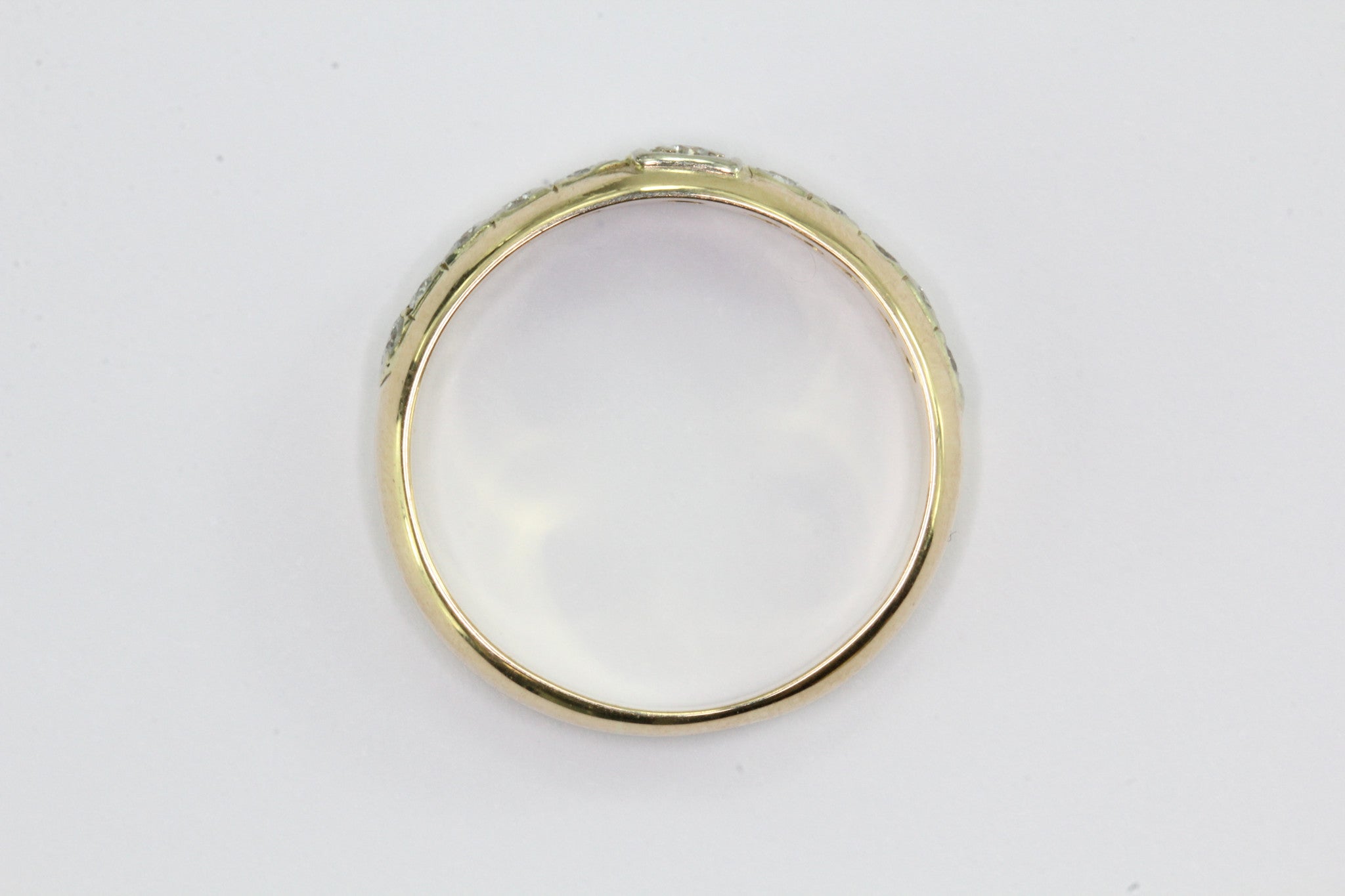 Antique 14K Gold Inset 1/2 TCW Diamond Ring Band Size 8 - Queen May
