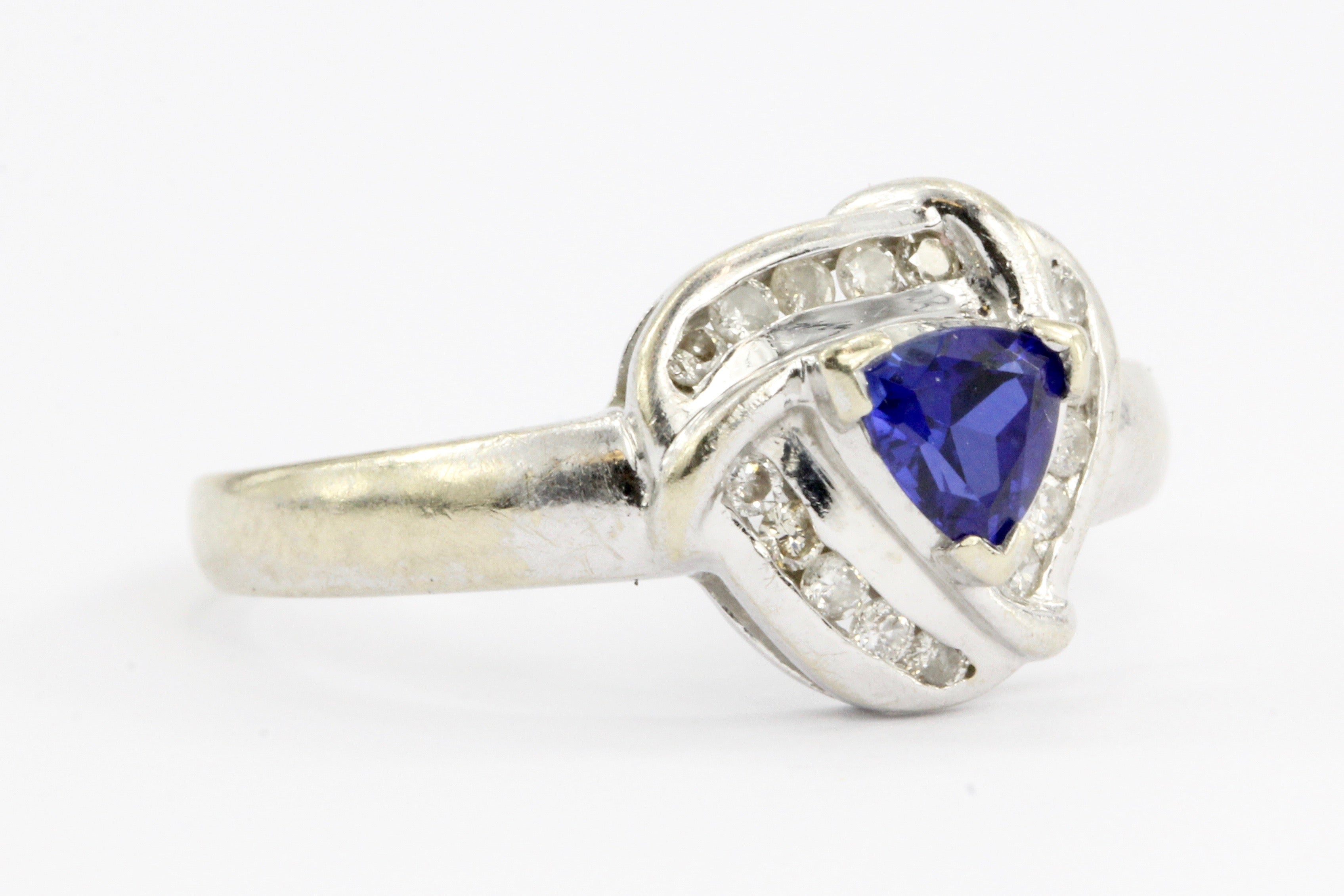 14K White Gold Blue Sapphire & Diamond Frank Lau Ring - Queen May