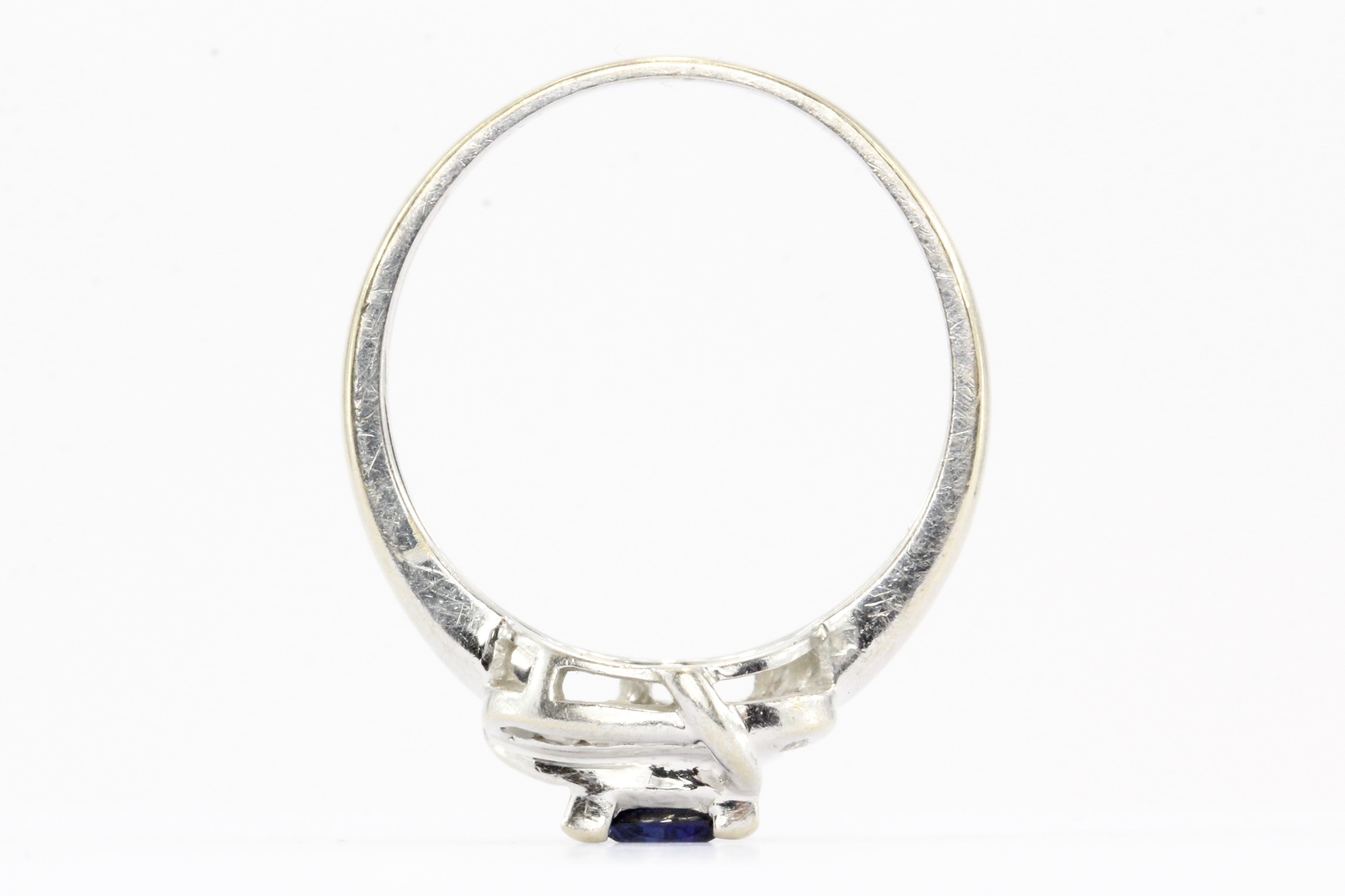 14K White Gold Blue Sapphire & Diamond Frank Lau Ring - Queen May