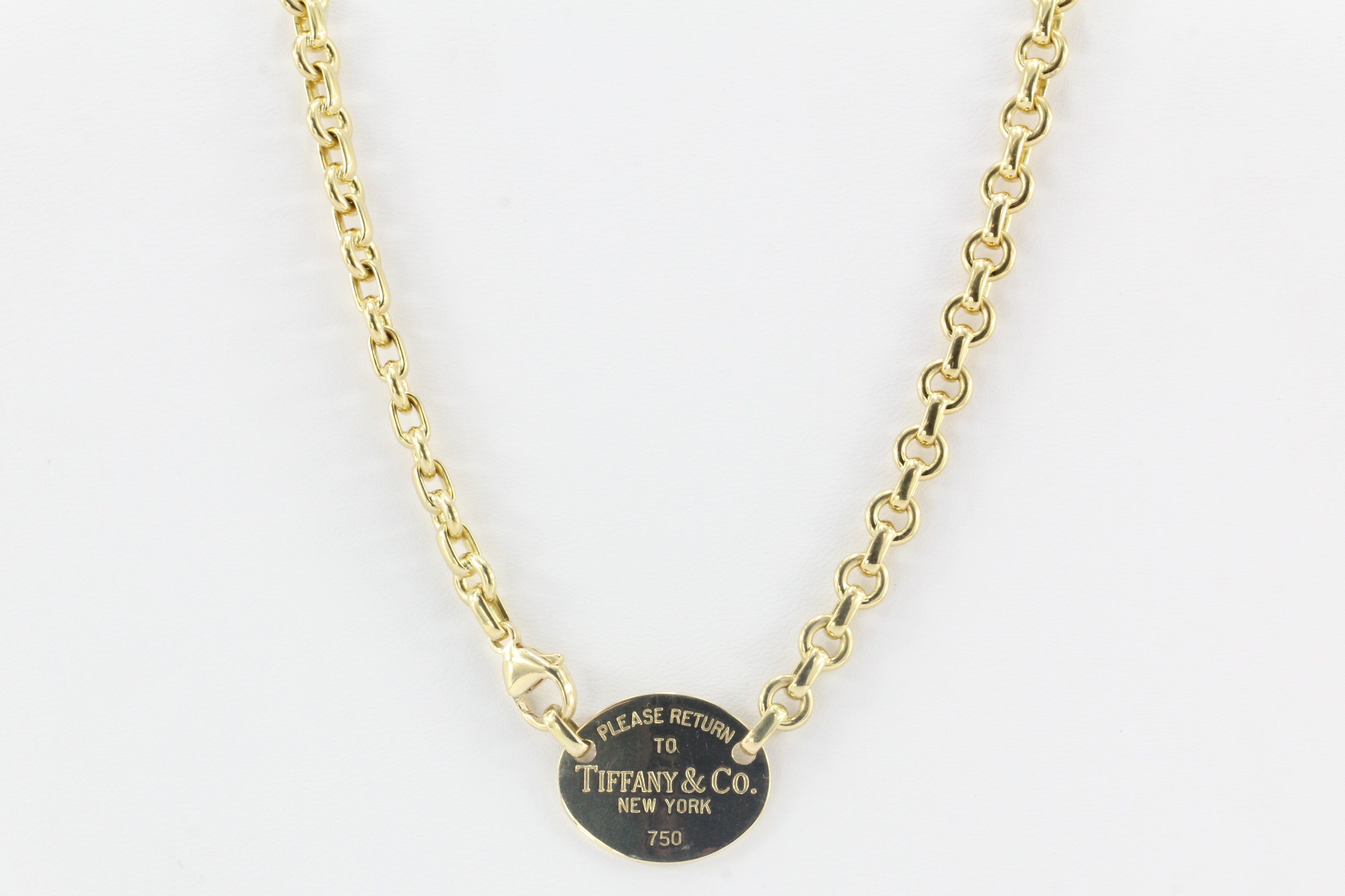 Tiffany & Co 18K Gold Please Return To Tiffany Oval Tag Necklace - Queen May