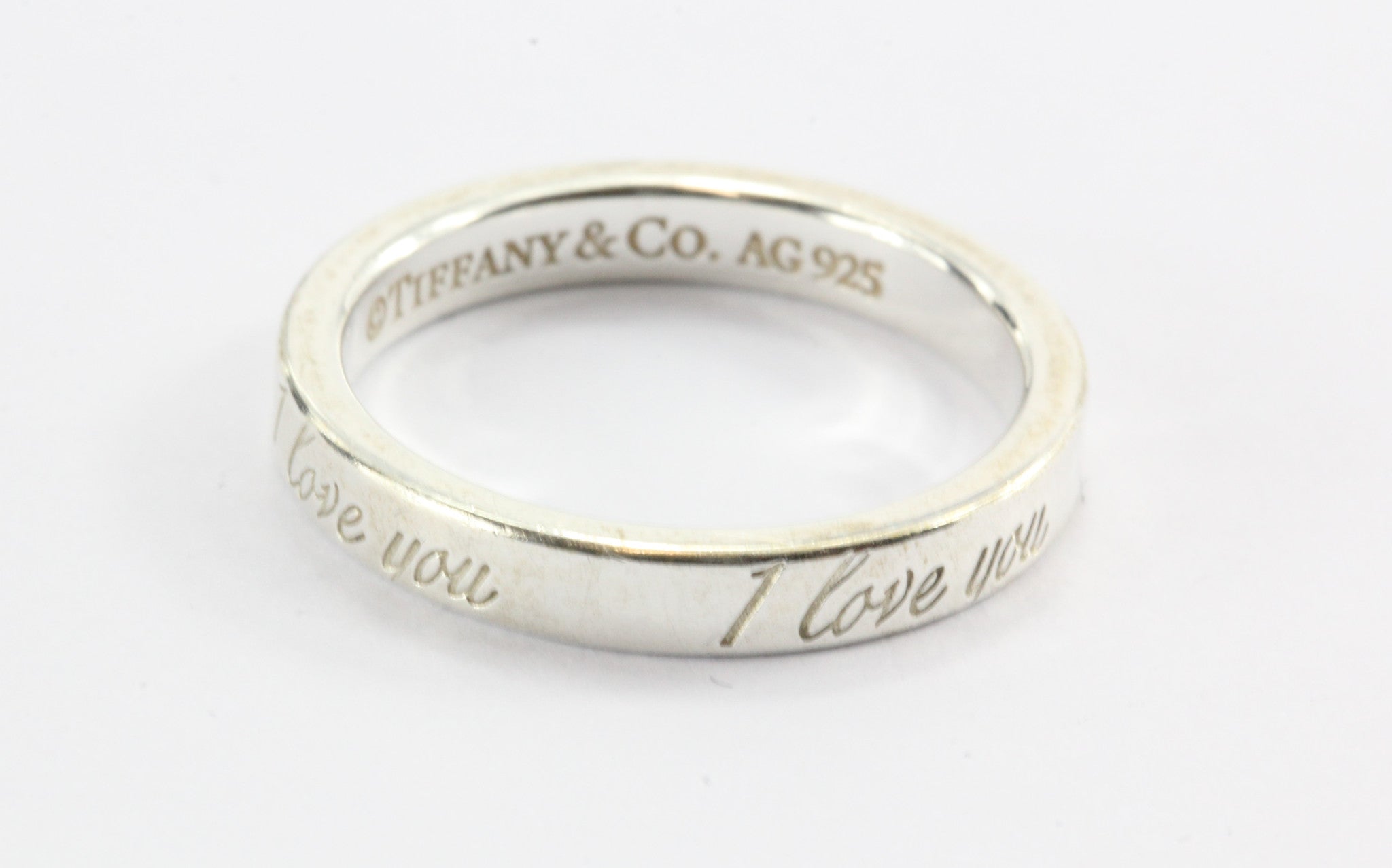 Tiffany & Co Sterling Silver I LOVE YOU Band Ring Size 4.75 - Queen May
