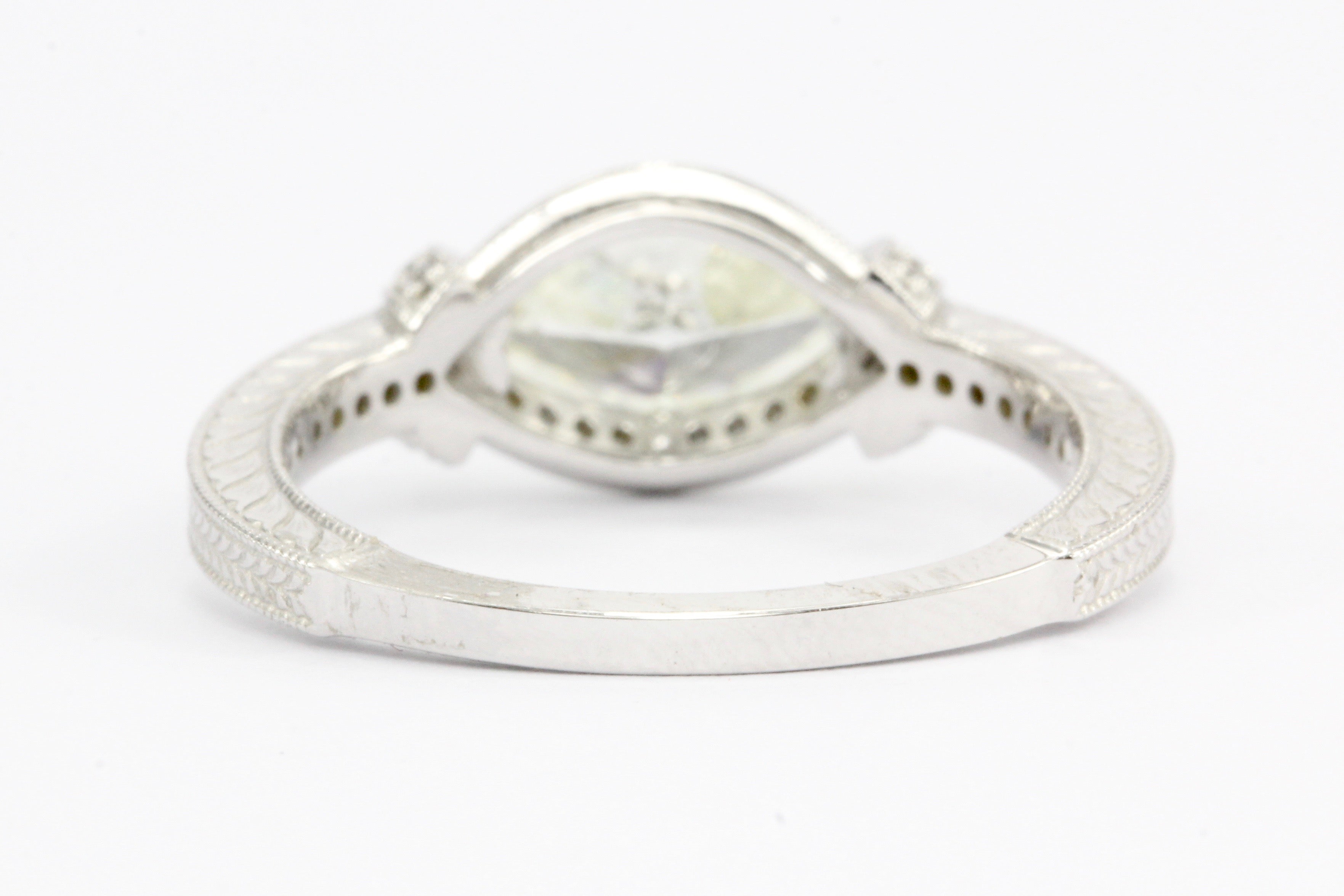 14K White Gold 1 Carat East West Set Marquise Diamond Engagement Ring GIA Cert - Queen May