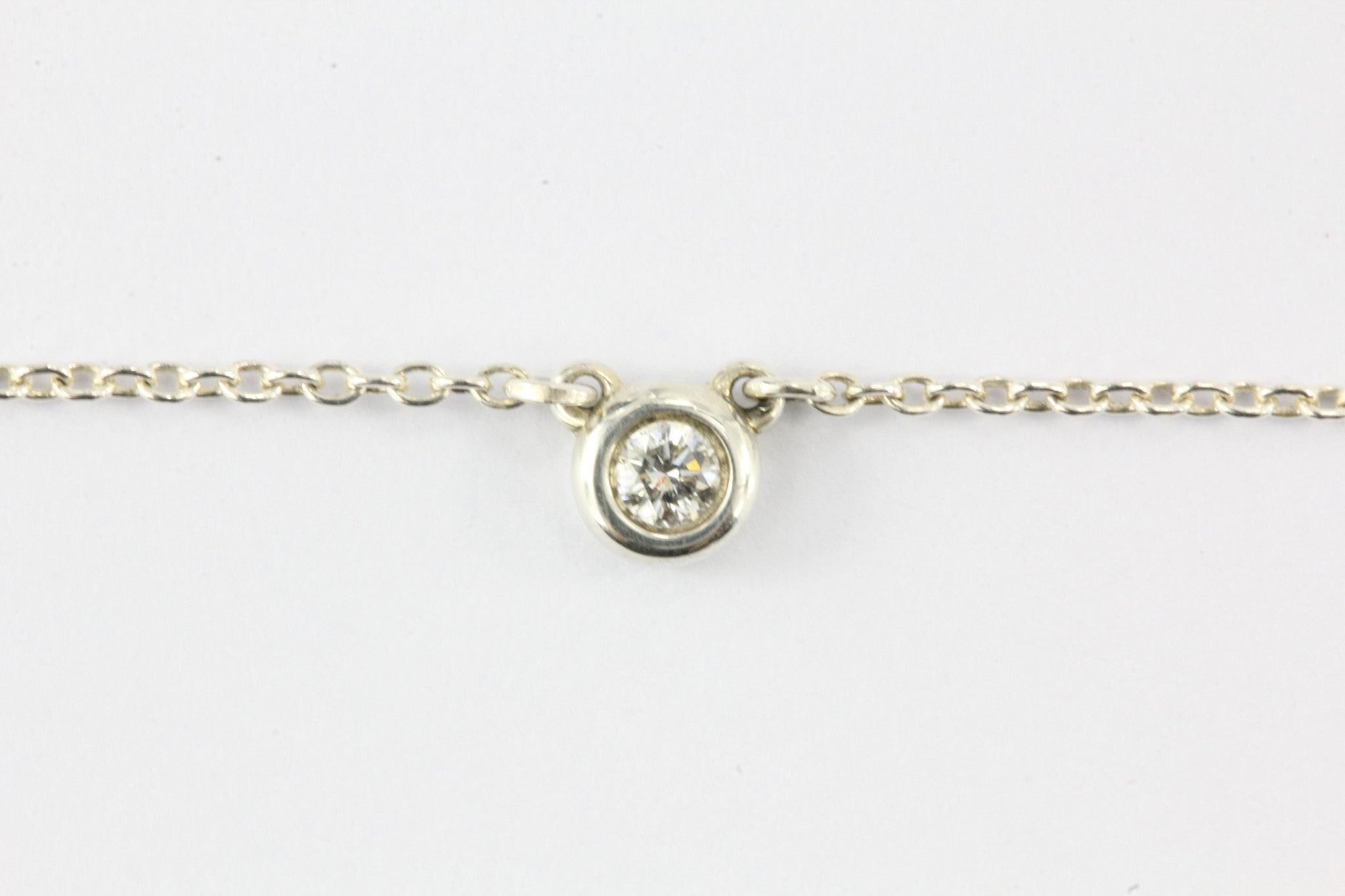 Tiffany & Co Sterling Silver Elsa Peretti Diamonds .05ct Necklace 16" - Queen May
