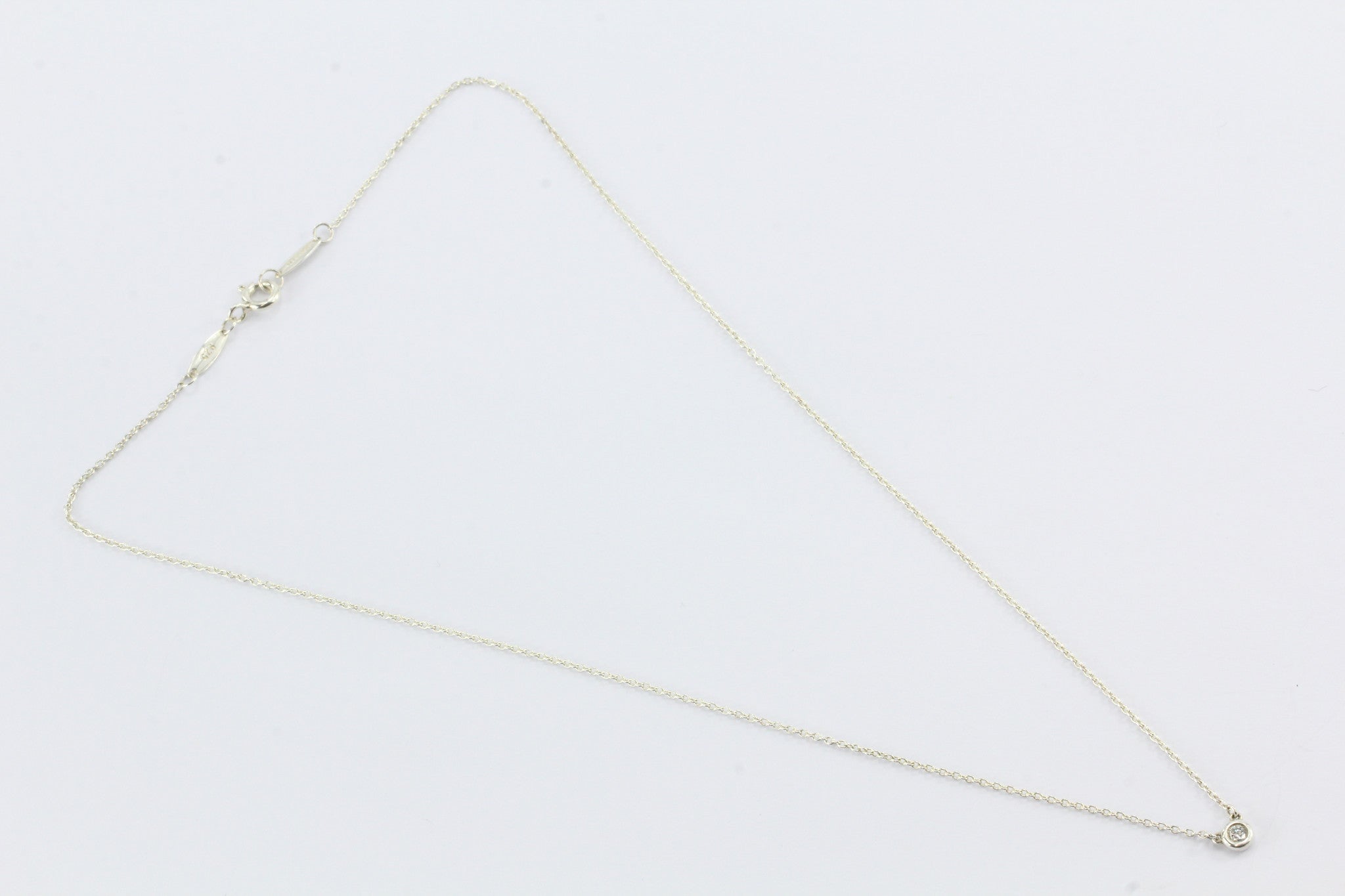 Tiffany & Co Sterling Silver Elsa Peretti Diamonds .05ct Necklace 16" - Queen May