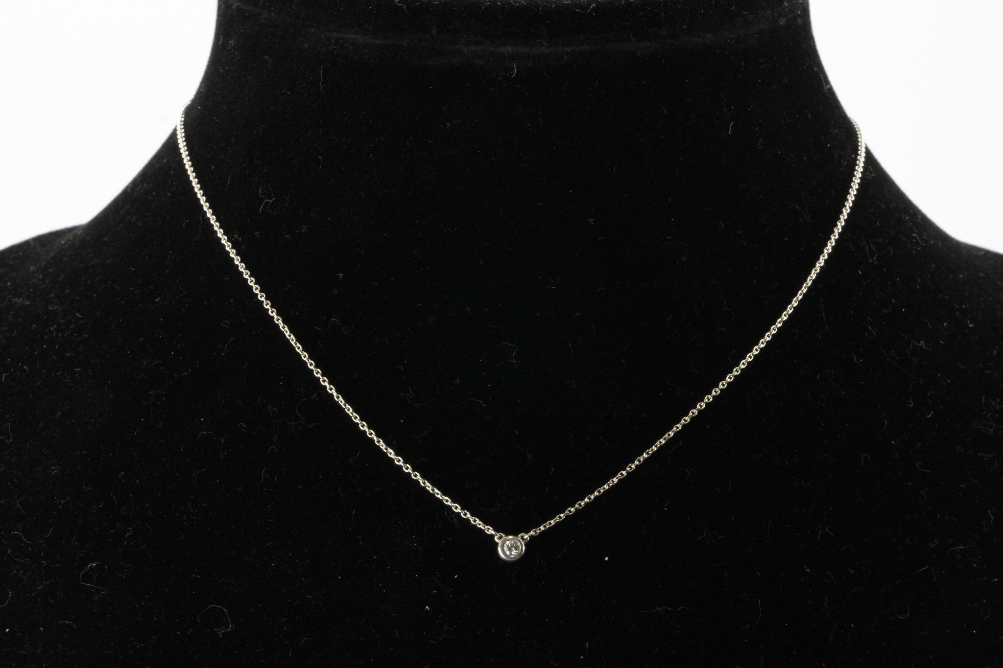 Tiffany & Co Sterling Silver Elsa Peretti Diamonds .05ct Necklace 16" - Queen May