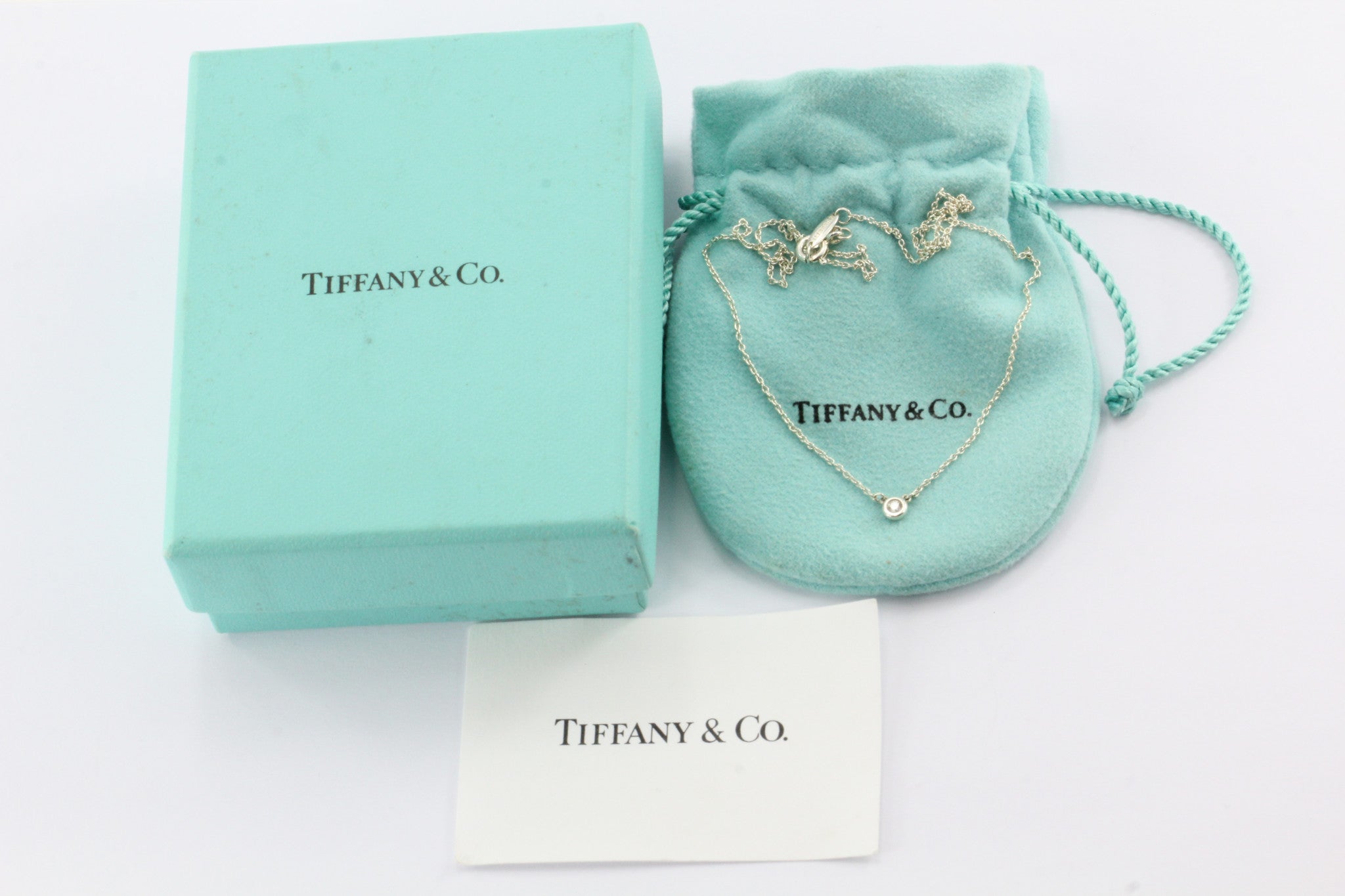 Tiffany & Co Sterling Silver Elsa Peretti Diamonds .05ct Necklace 16" - Queen May