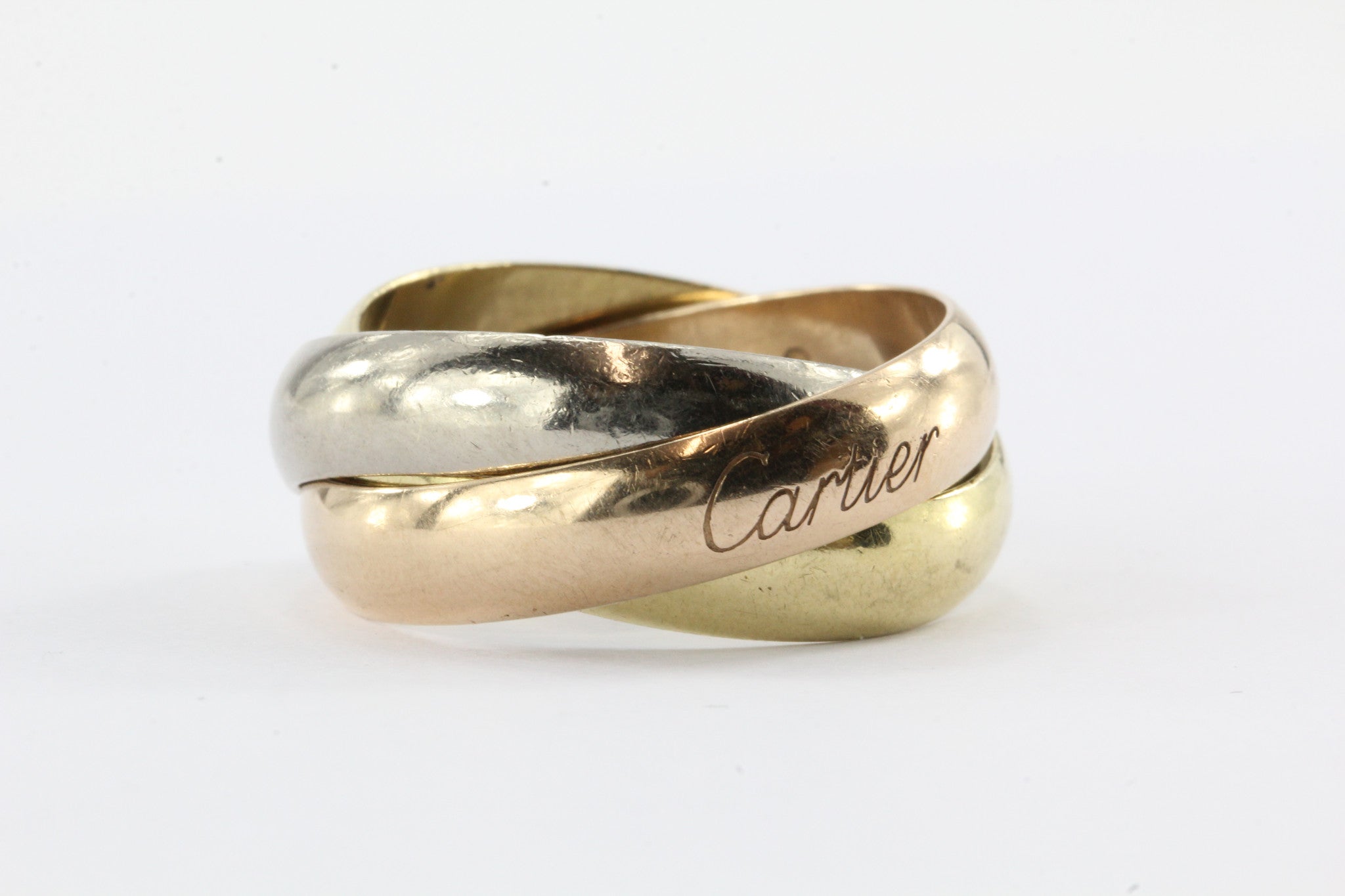 Cartier 18K Tri Color Trinity Ring Size 11 - Queen May