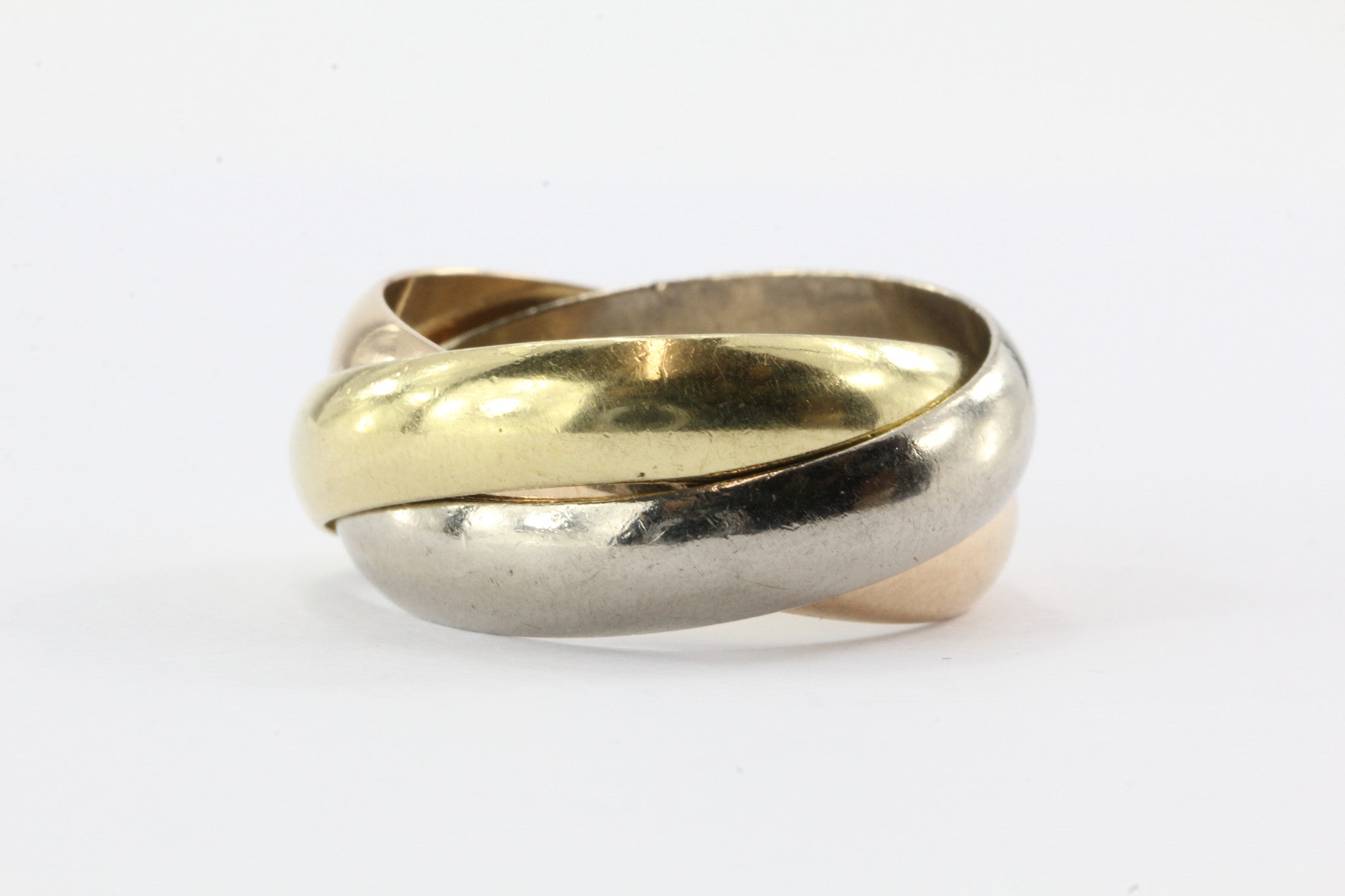 Cartier 18K Tri Color Trinity Ring Size 11 - Queen May