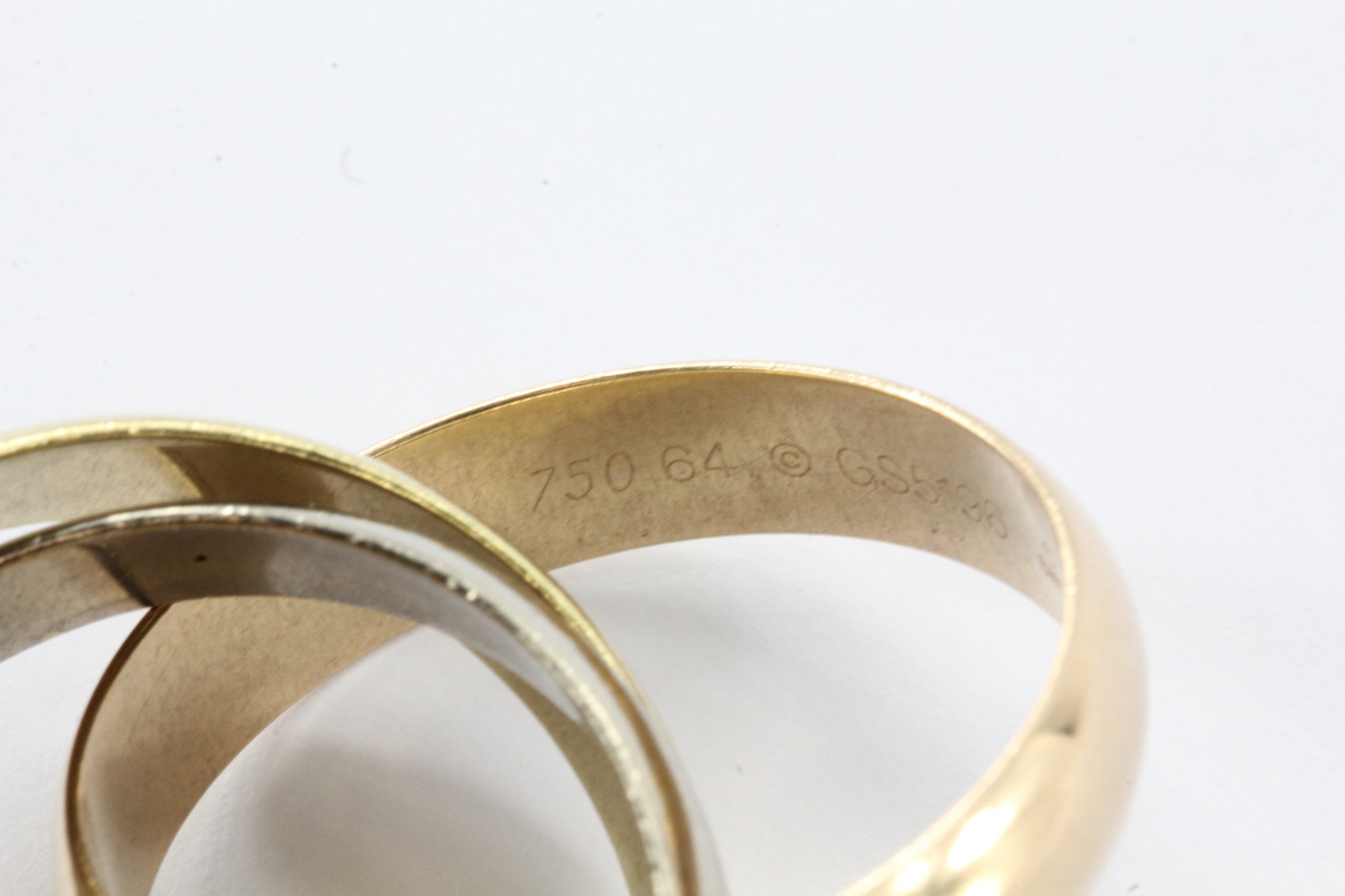 Cartier 18K Tri Color Trinity Ring Size 11 - Queen May