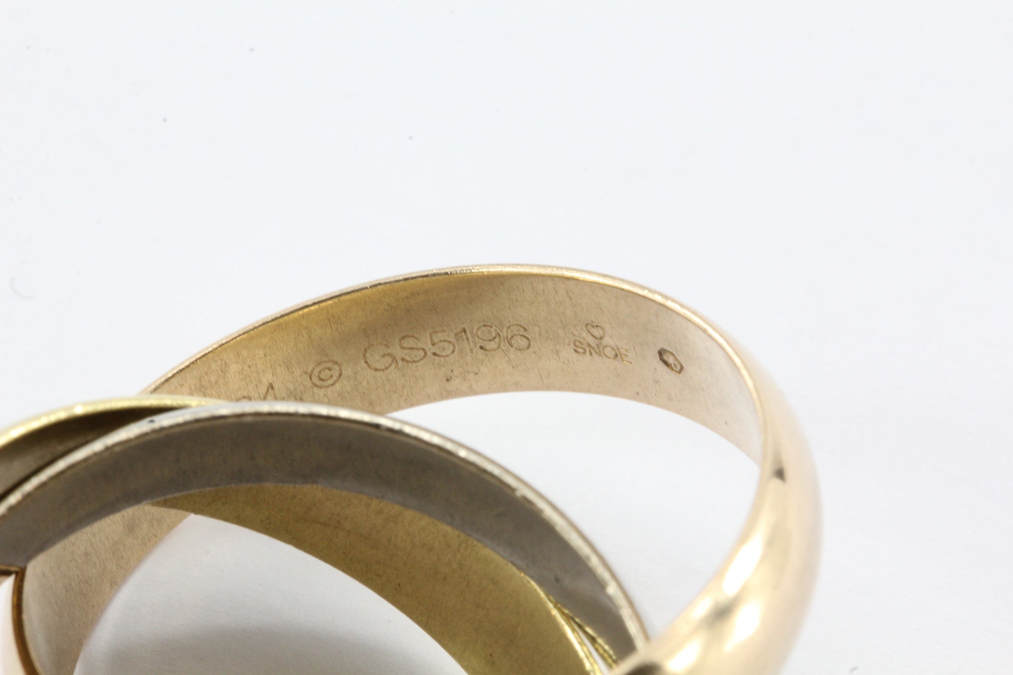 Cartier 18K Tri Color Trinity Ring Size 11 - Queen May