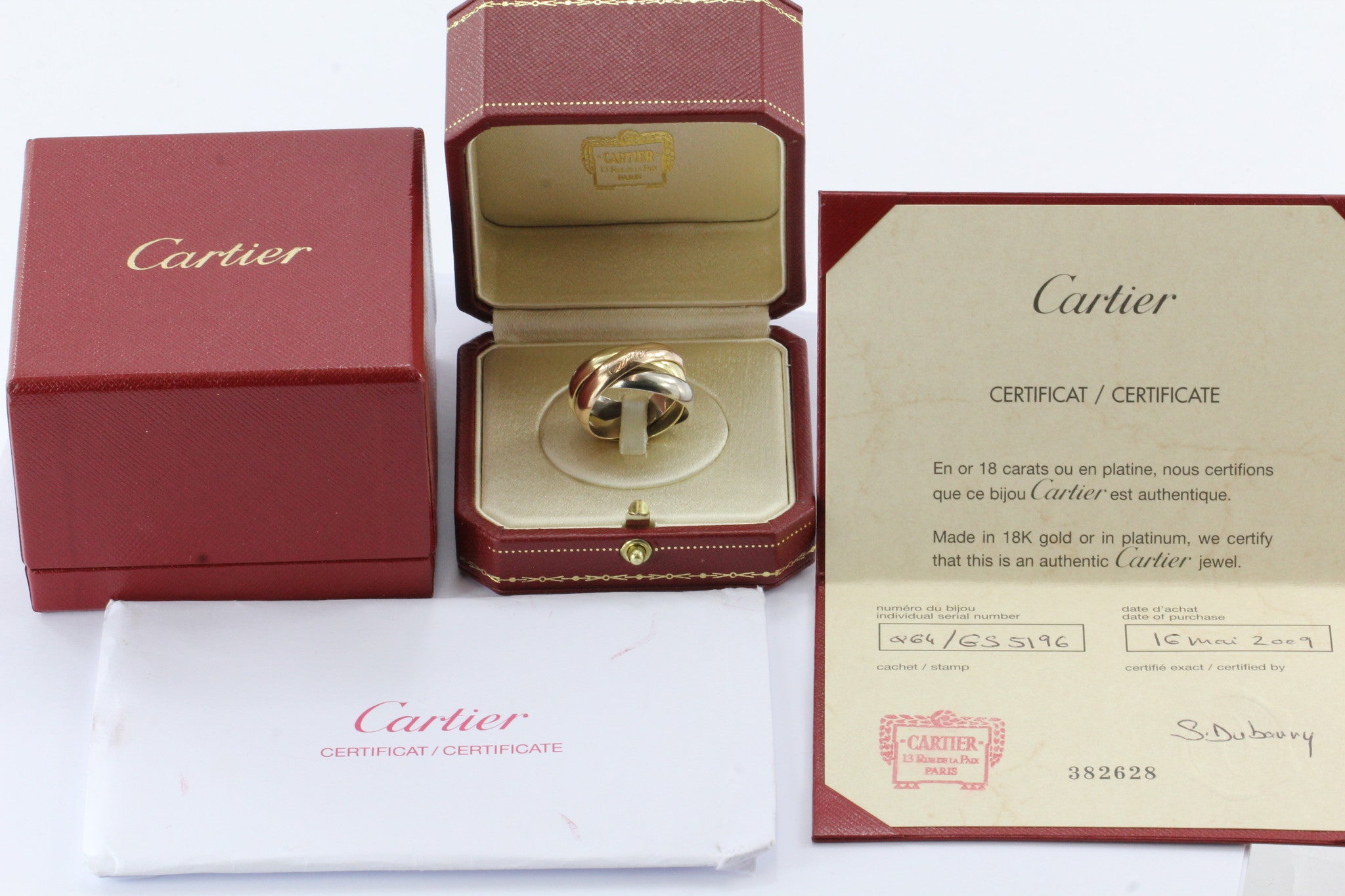 Cartier 18K Tri Color Trinity Ring Size 11 - Queen May