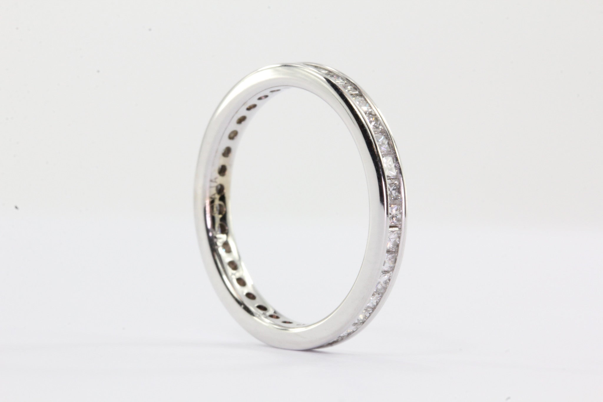 14K White Gold 1 CTW Princess Cut Diamond Eternity Band Ring Size 6 - Queen May