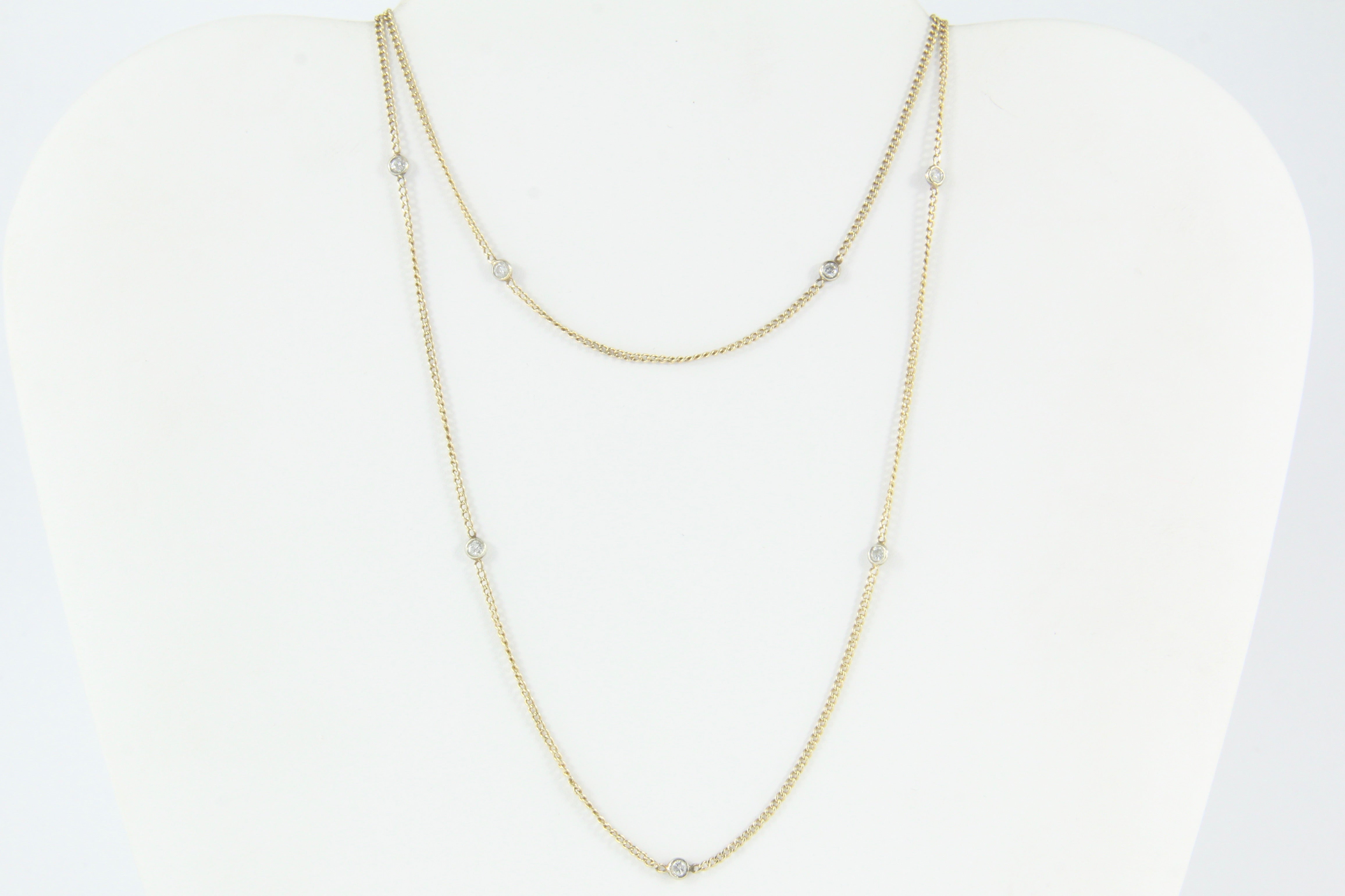 14K Yellow Gold Diamonds by the Yard Chain Necklace 25" - Queen May