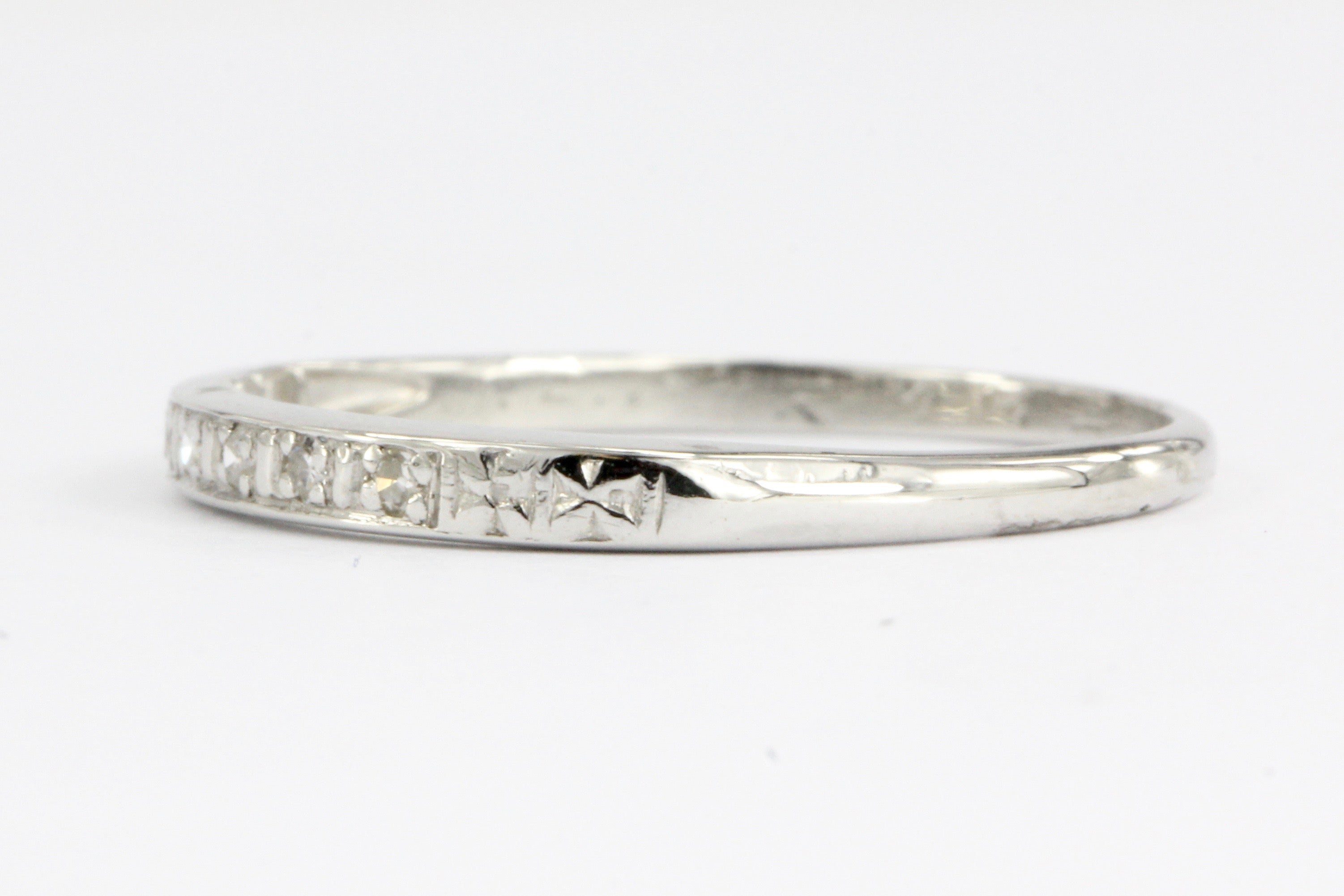 Art Deco Platinum Diamond Wedding Ring by Bristol Ring Co c.1943 - Queen May