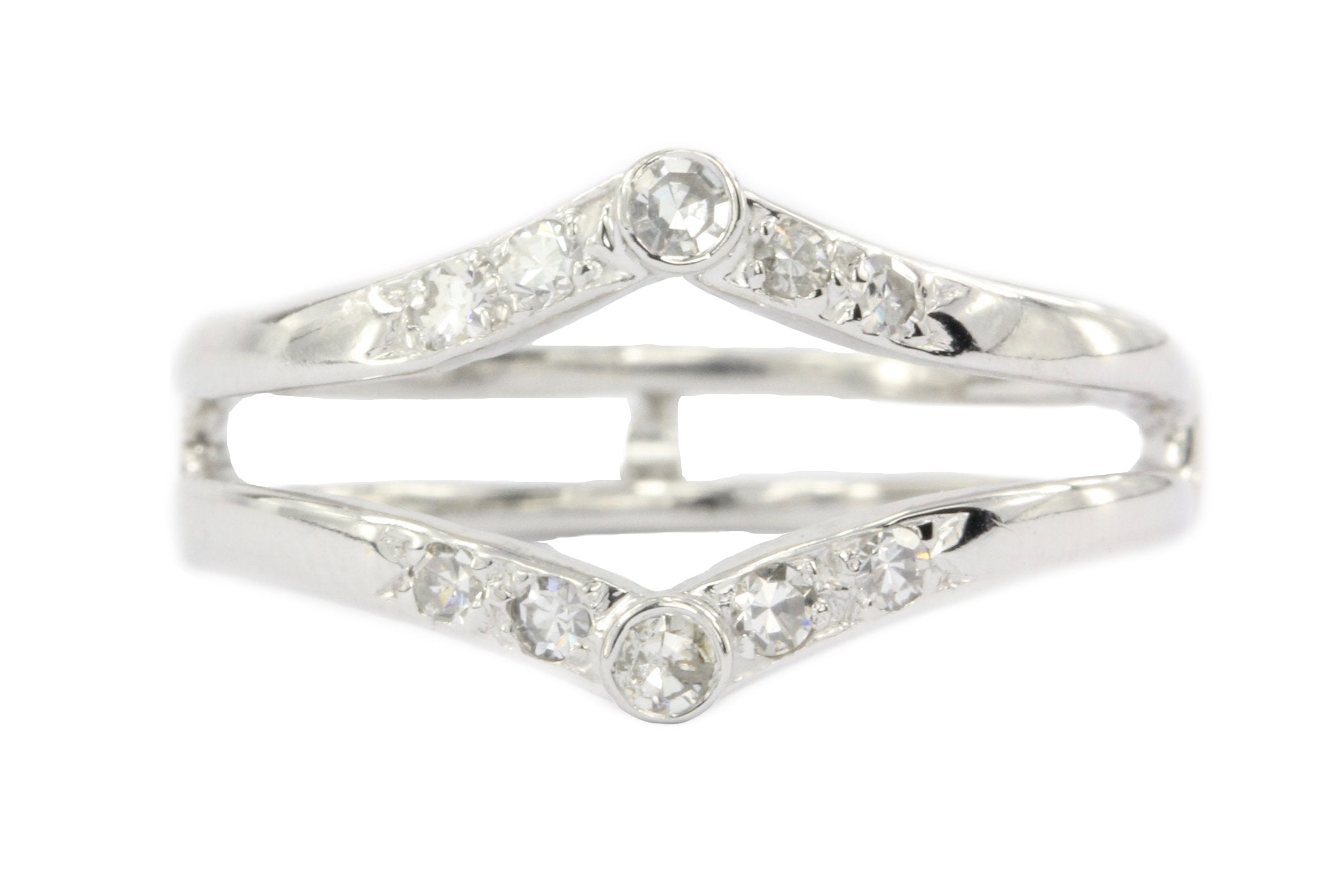 14k White Gold Single Cut Diamond Jacket Ring - Queen May