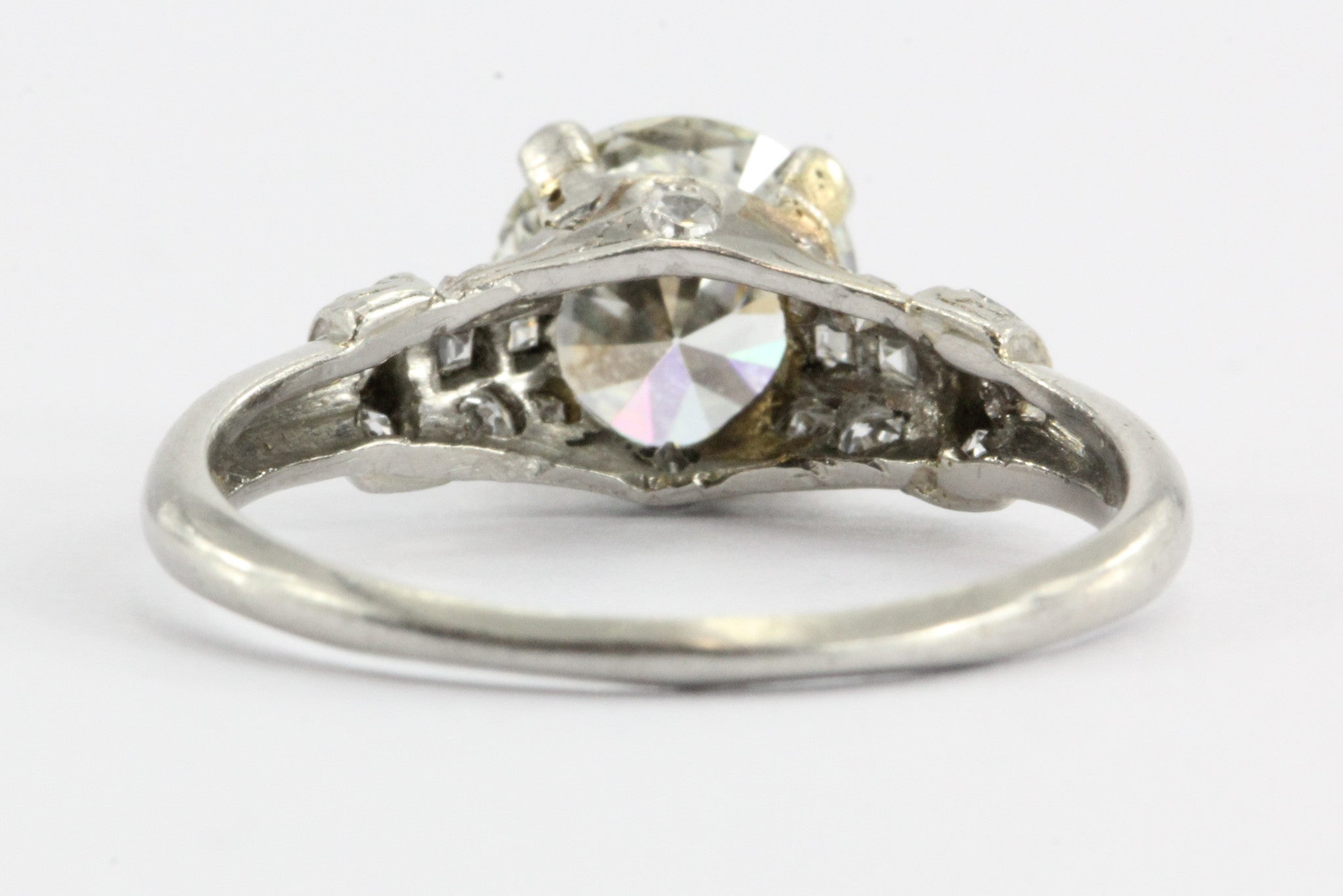 Art Deco Old European Cut 1.3 Carat Diamond Platinum Engagement Ring - Queen May
