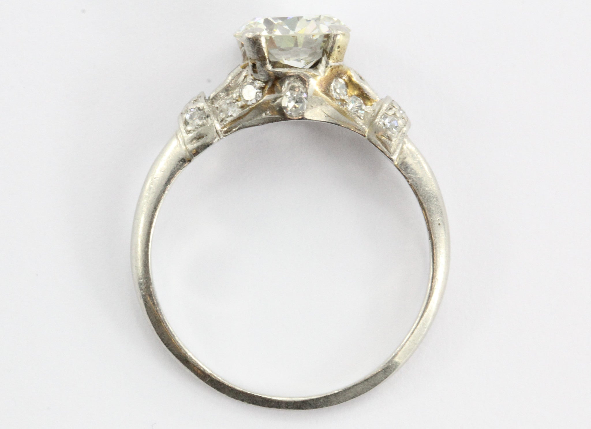 Art Deco Old European Cut 1.3 Carat Diamond Platinum Engagement Ring - Queen May