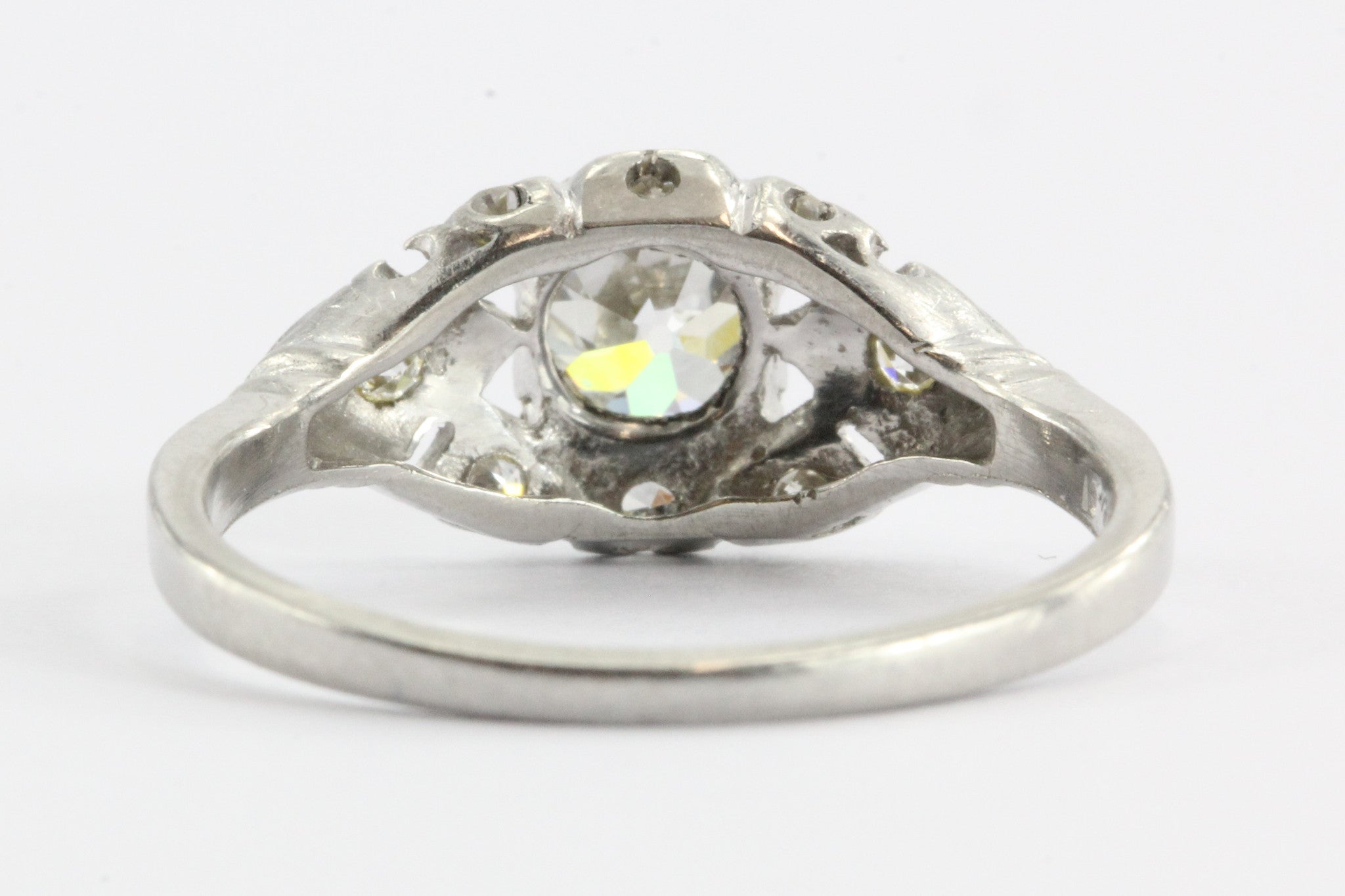 Art Deco Platinum 1 CTW Old Mine Cut Diamond Engagement Ring - Queen May