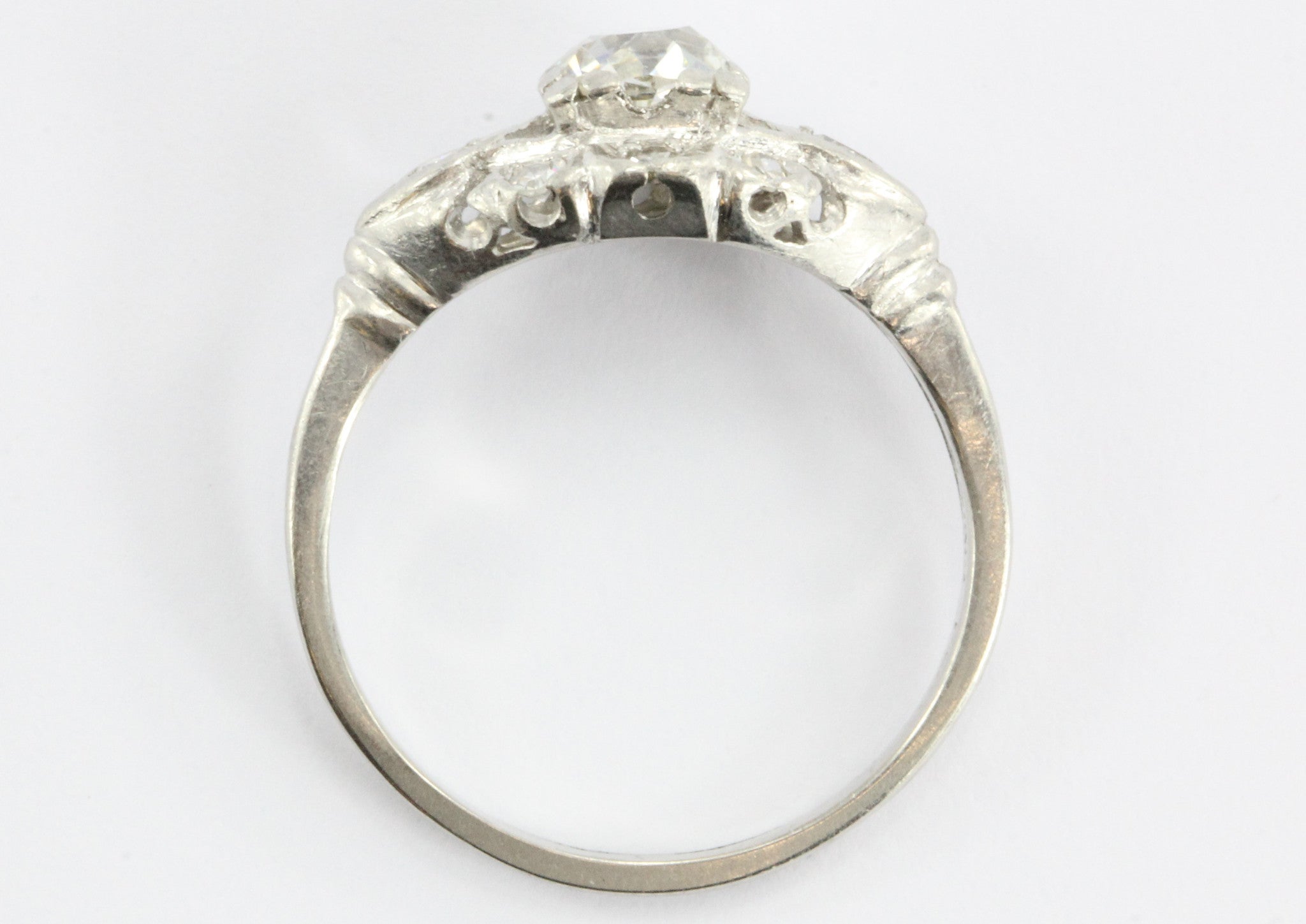 Art Deco Platinum 1 CTW Old Mine Cut Diamond Engagement Ring - Queen May