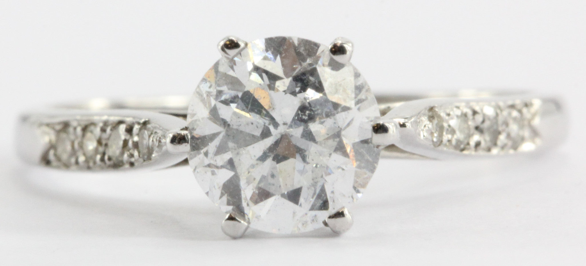14K White Gold 1.05 Carat Round Cut Solitaire Diamond Engagement Ring 1.1 TCW - Queen May