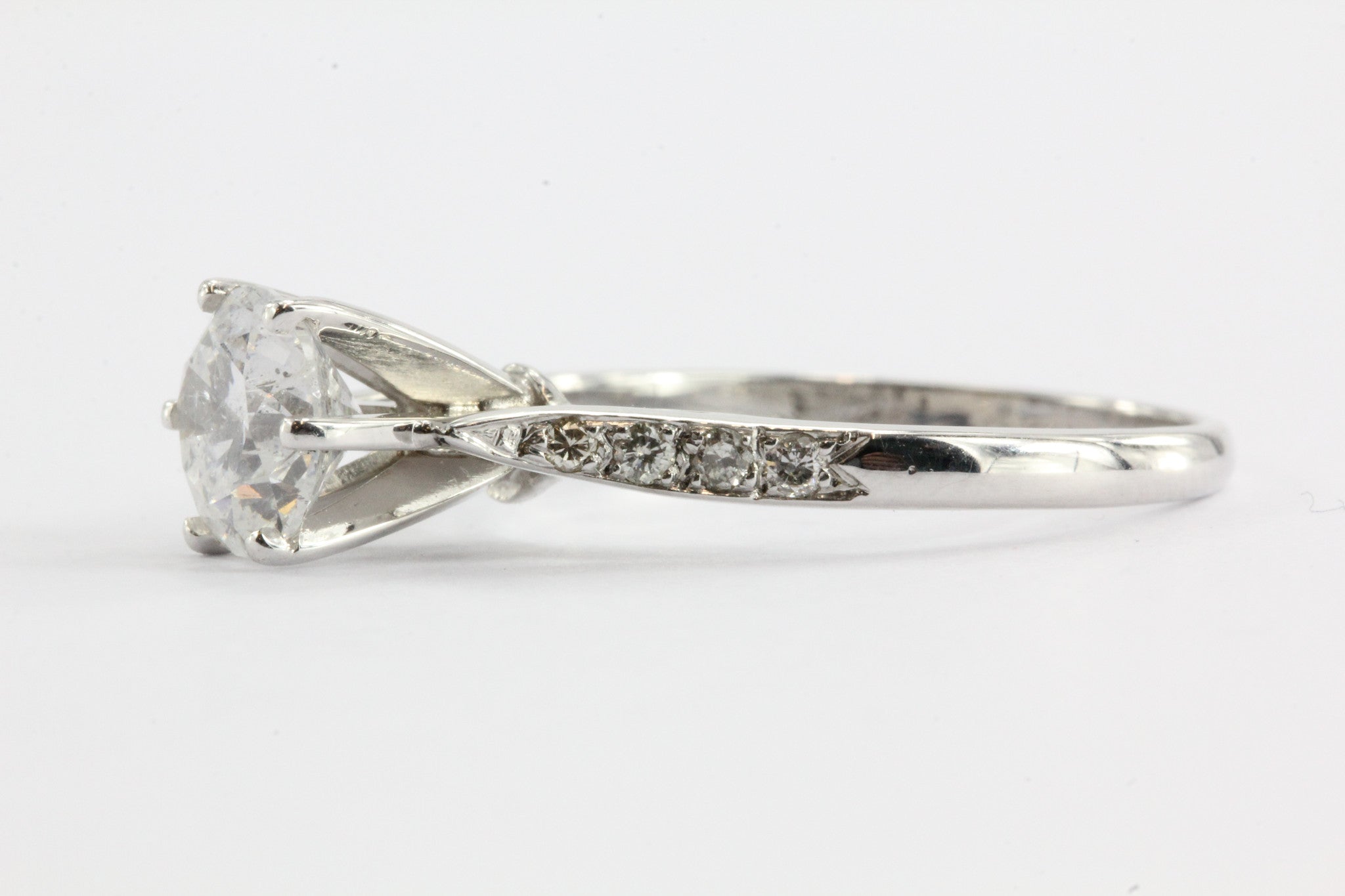 14K White Gold 1.05 Carat Round Cut Solitaire Diamond Engagement Ring 1.1 TCW - Queen May