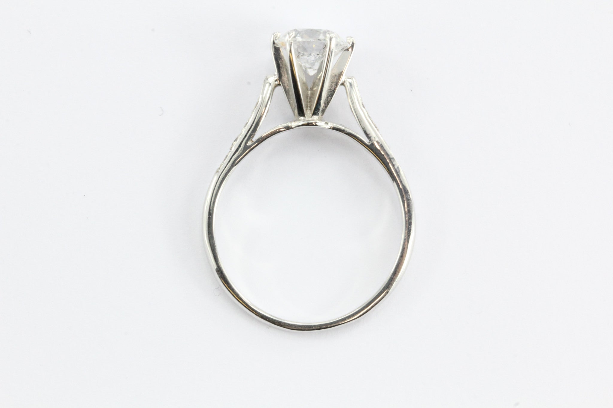 14K White Gold 1.05 Carat Round Cut Solitaire Diamond Engagement Ring 1.1 TCW - Queen May