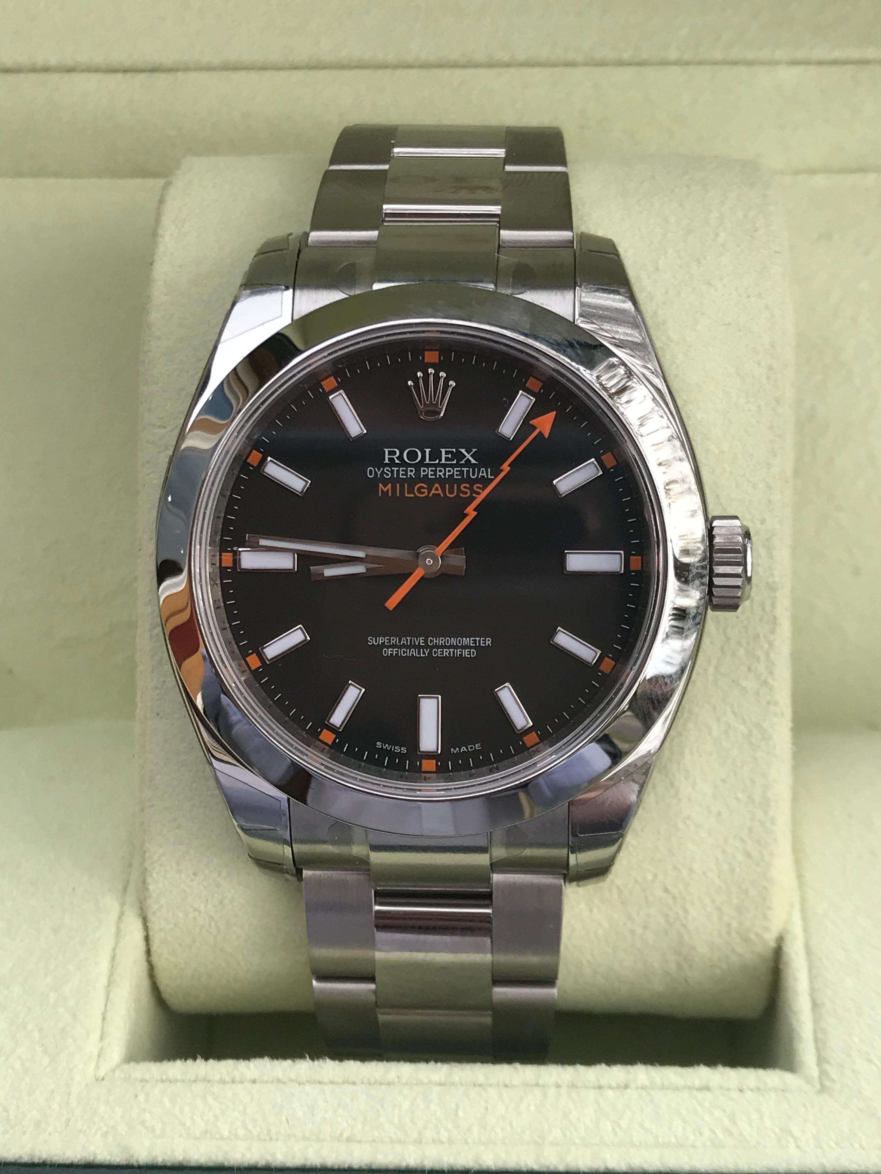 Rolex Milgauss 116400 Black Luminescent Dial NEW old Stock - Queen May