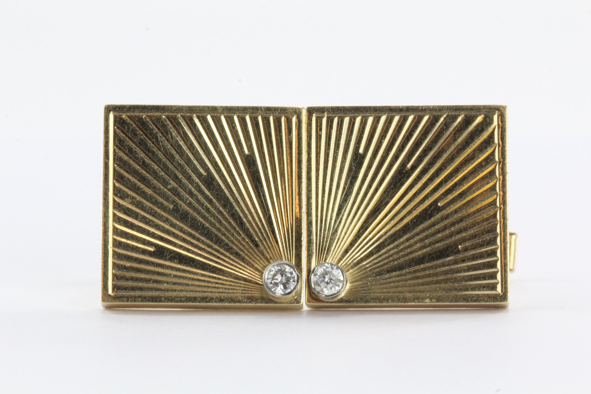 Vintage 14K Gold & Diamond Empire Art Deco Cufflinks - Queen May