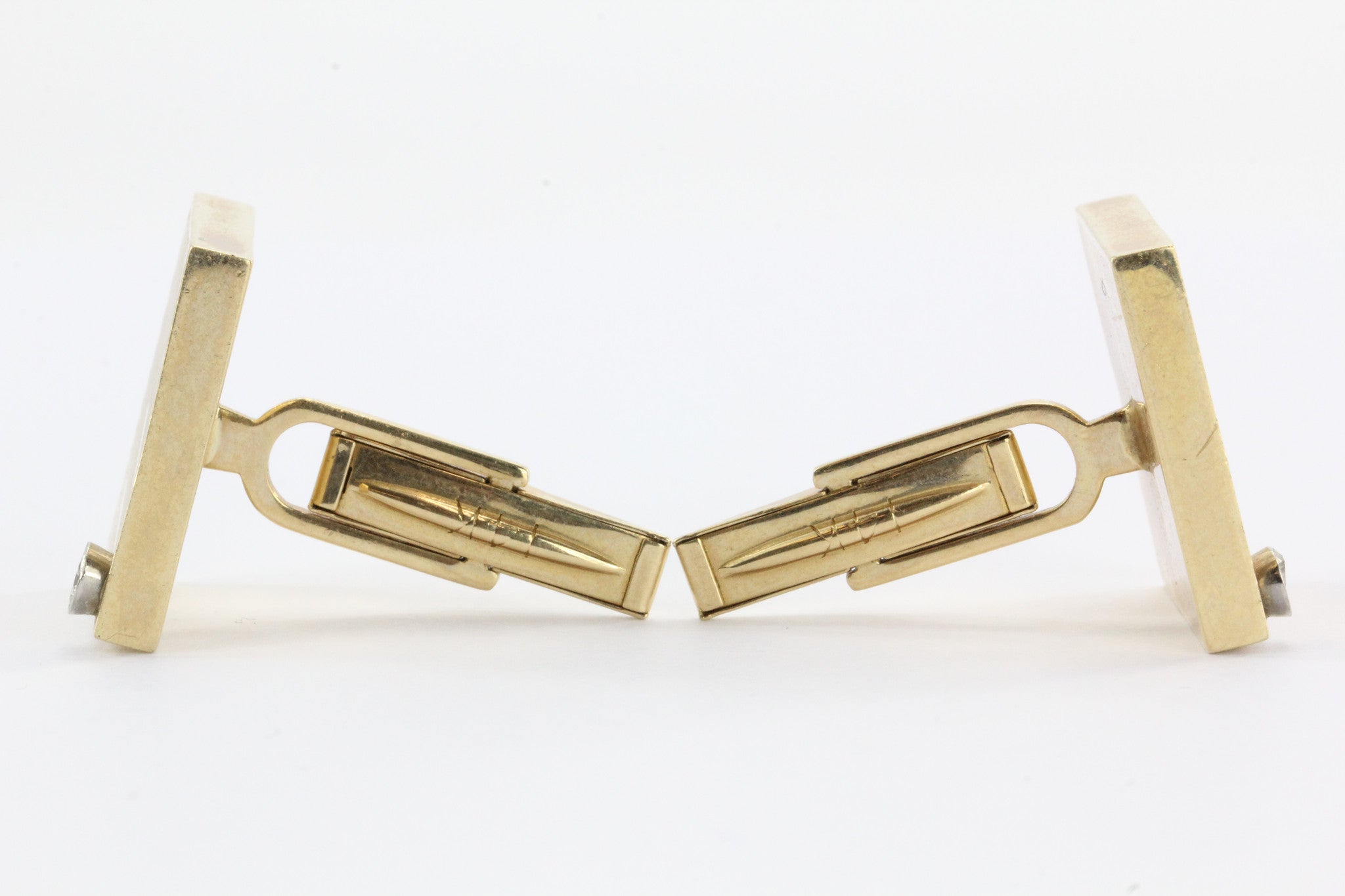 Vintage 14K Gold & Diamond Empire Art Deco Cufflinks - Queen May