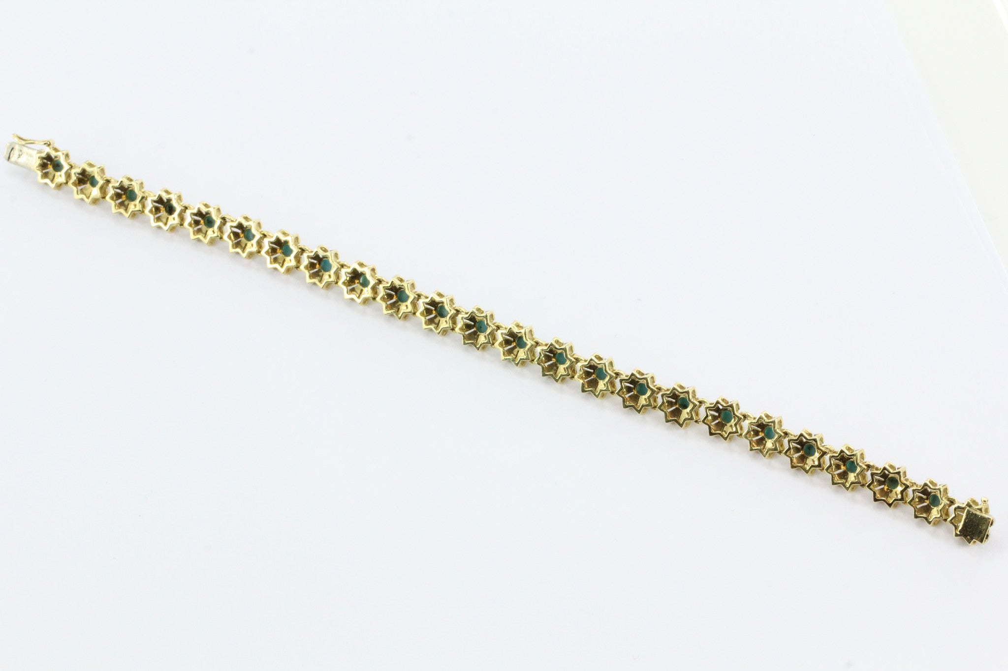 Vintage 18K Gold Persian Turquoise Italian Florette Bracelet - Queen May