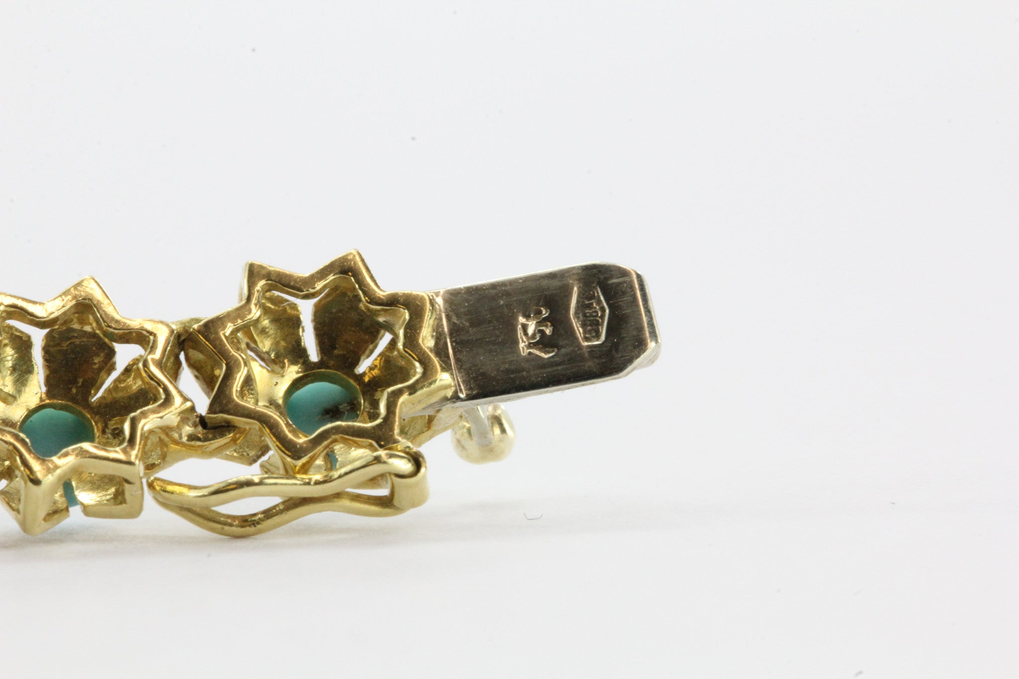 Vintage 18K Gold Persian Turquoise Italian Florette Bracelet - Queen May